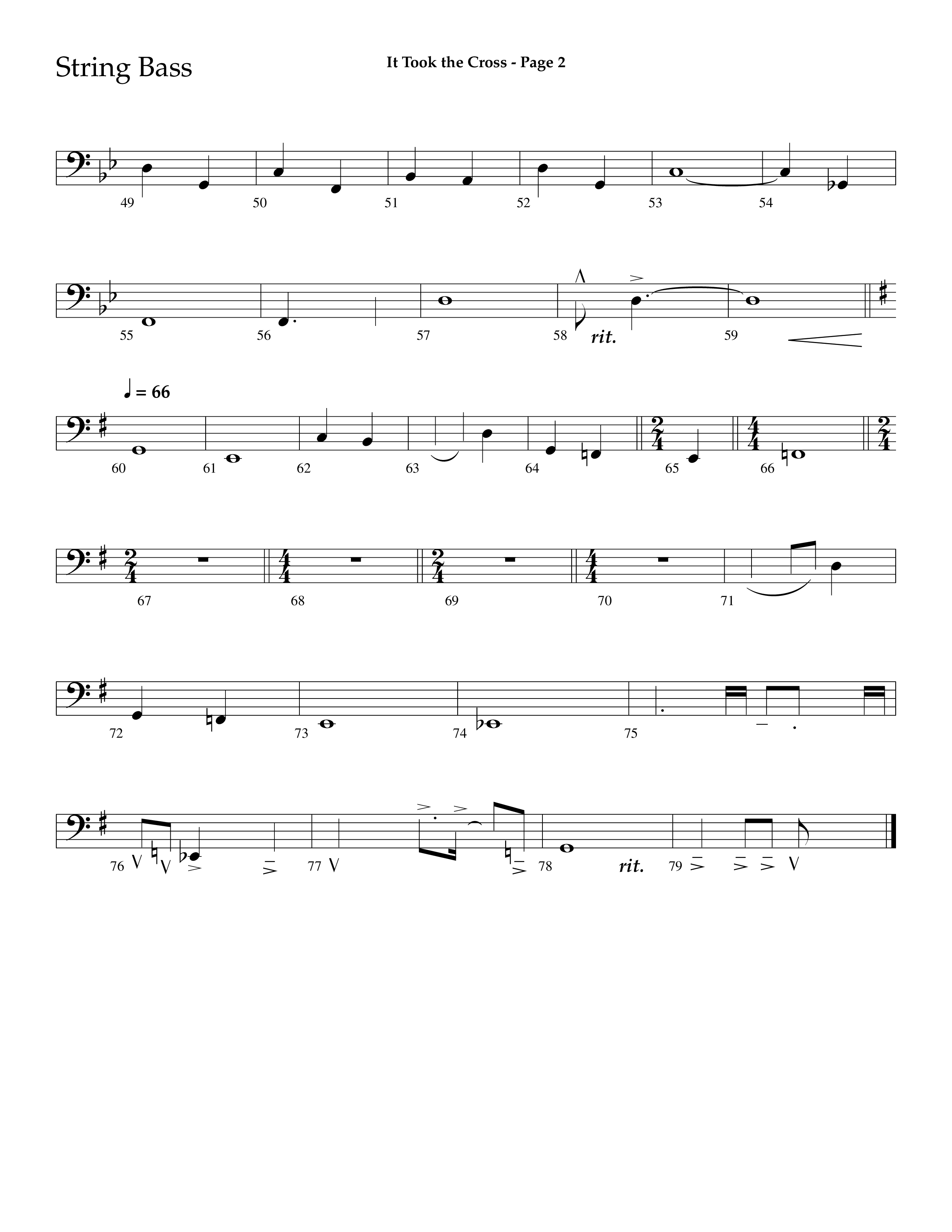 It Took The Cross (with The Old Rugged Cross) (Choral Anthem SATB) String Bass (Lifeway Choral / Arr. Dave Williamson)