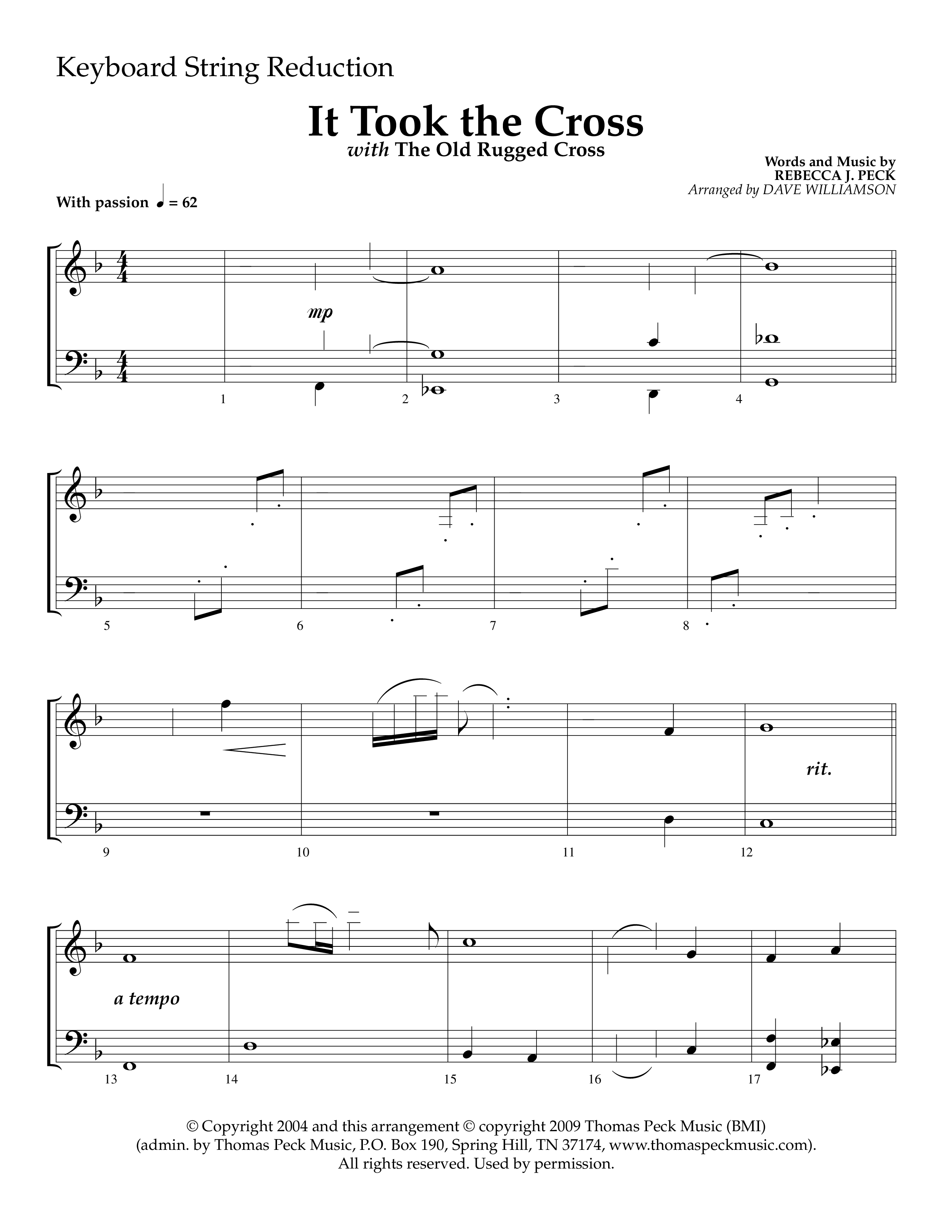 It Took The Cross (with The Old Rugged Cross) (Choral Anthem SATB) String Reduction (Lifeway Choral / Arr. Dave Williamson)