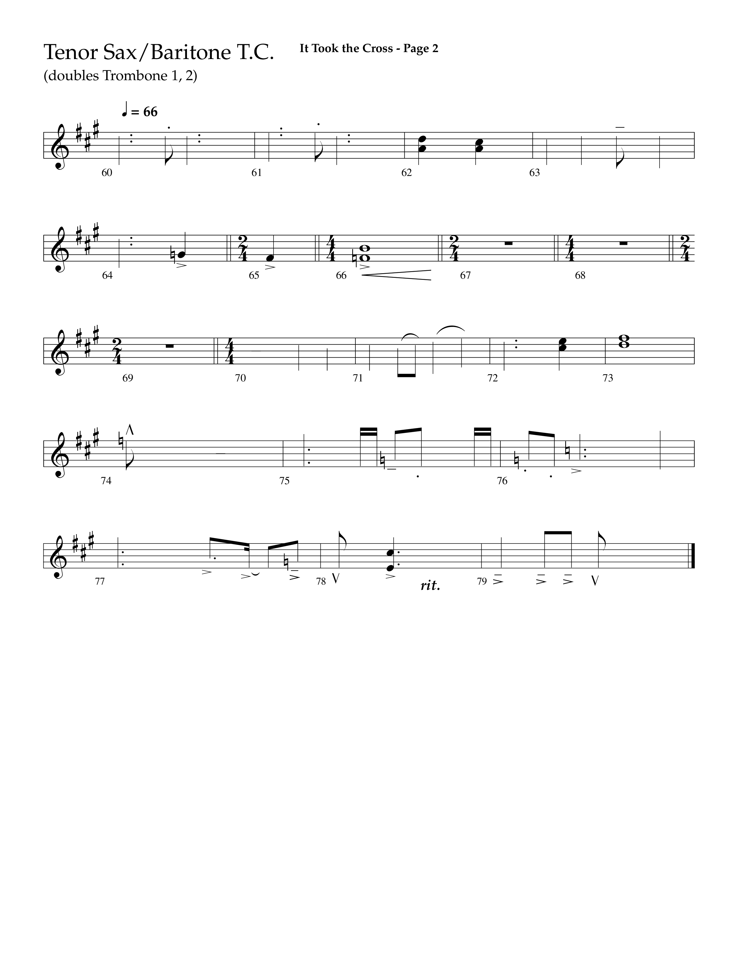 It Took The Cross (with The Old Rugged Cross) (Choral Anthem SATB) Tenor Sax/Baritone T.C. (Lifeway Choral / Arr. Dave Williamson)