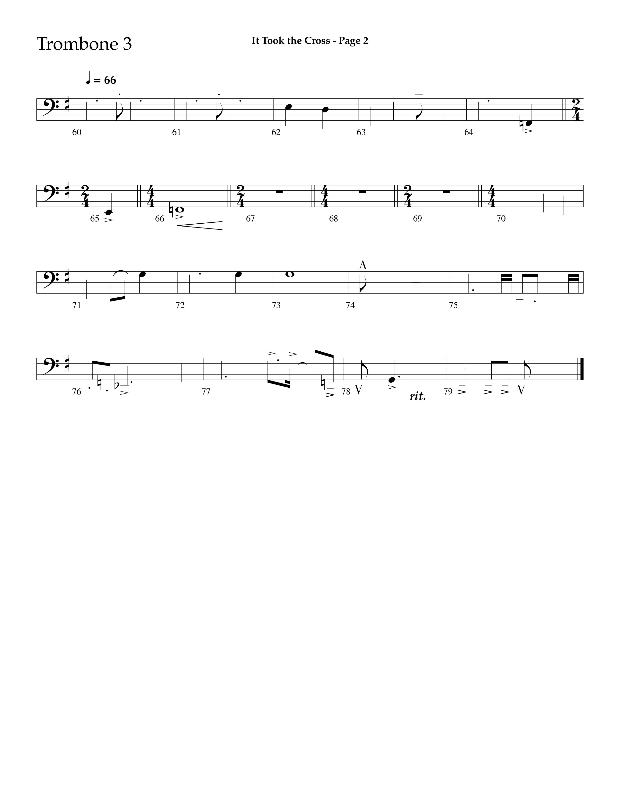 It Took The Cross (with The Old Rugged Cross) (Choral Anthem SATB) Trombone 3 (Lifeway Choral / Arr. Dave Williamson)