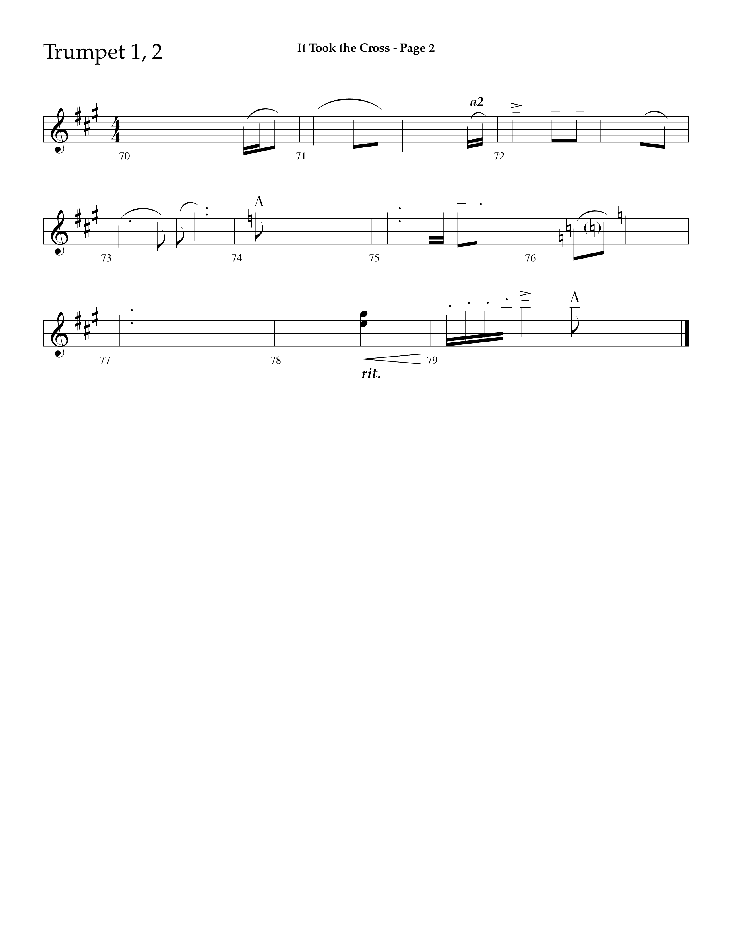 It Took The Cross (with The Old Rugged Cross) (Choral Anthem SATB) Trumpet 1,2 (Lifeway Choral / Arr. Dave Williamson)