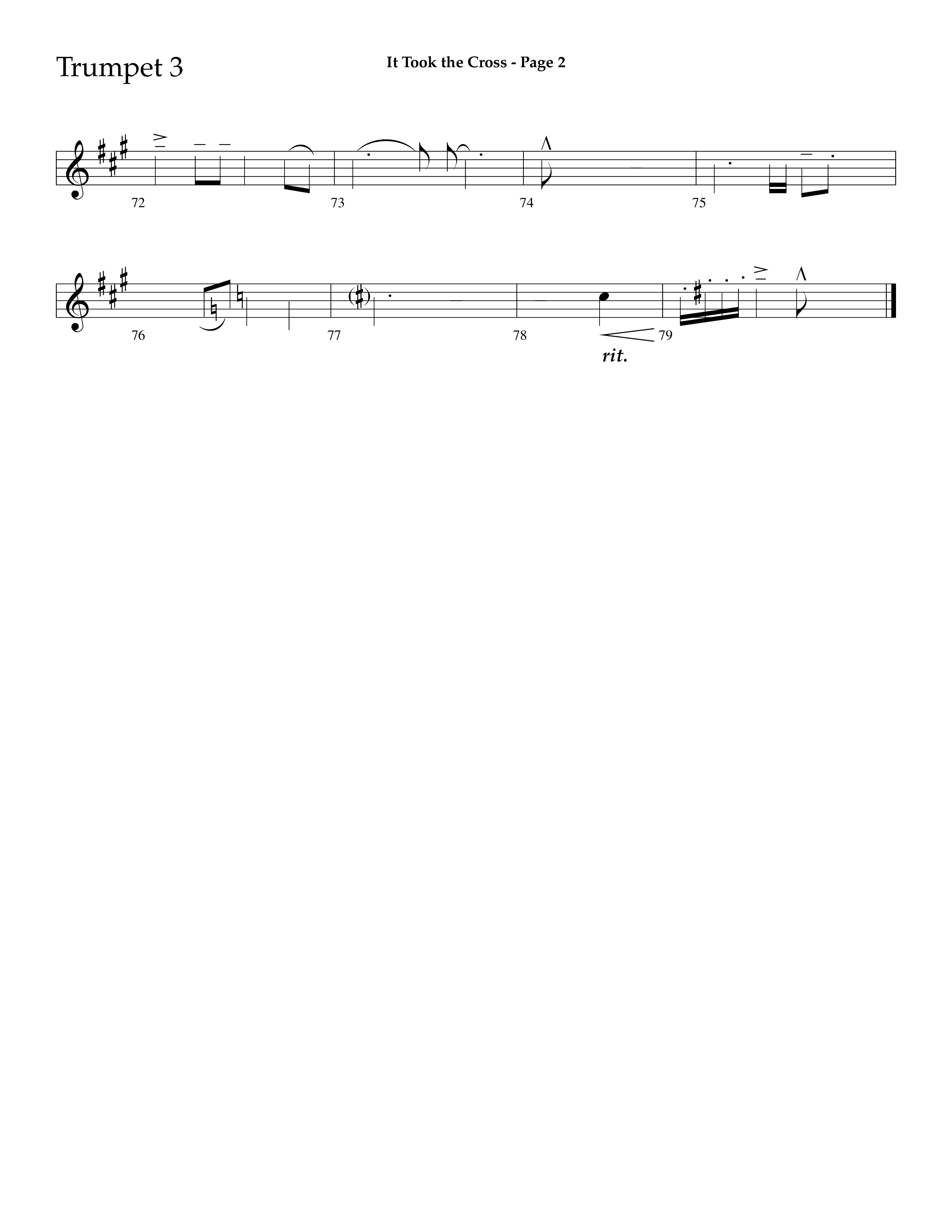 It Took The Cross (with The Old Rugged Cross) (Choral Anthem SATB) Trumpet 3 (Lifeway Choral / Arr. Dave Williamson)