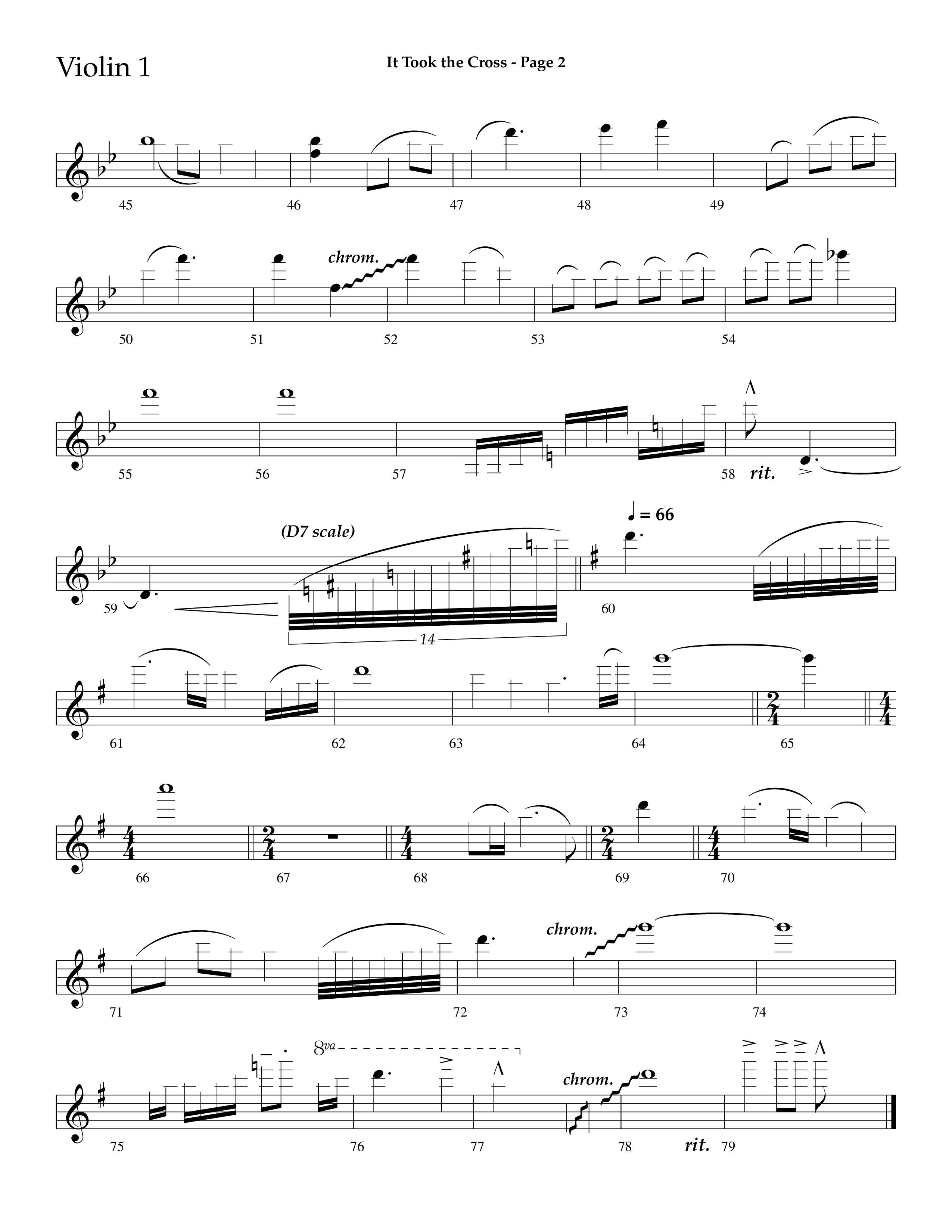 It Took The Cross (with The Old Rugged Cross) (Choral Anthem SATB) Violin 1 (Lifeway Choral / Arr. Dave Williamson)