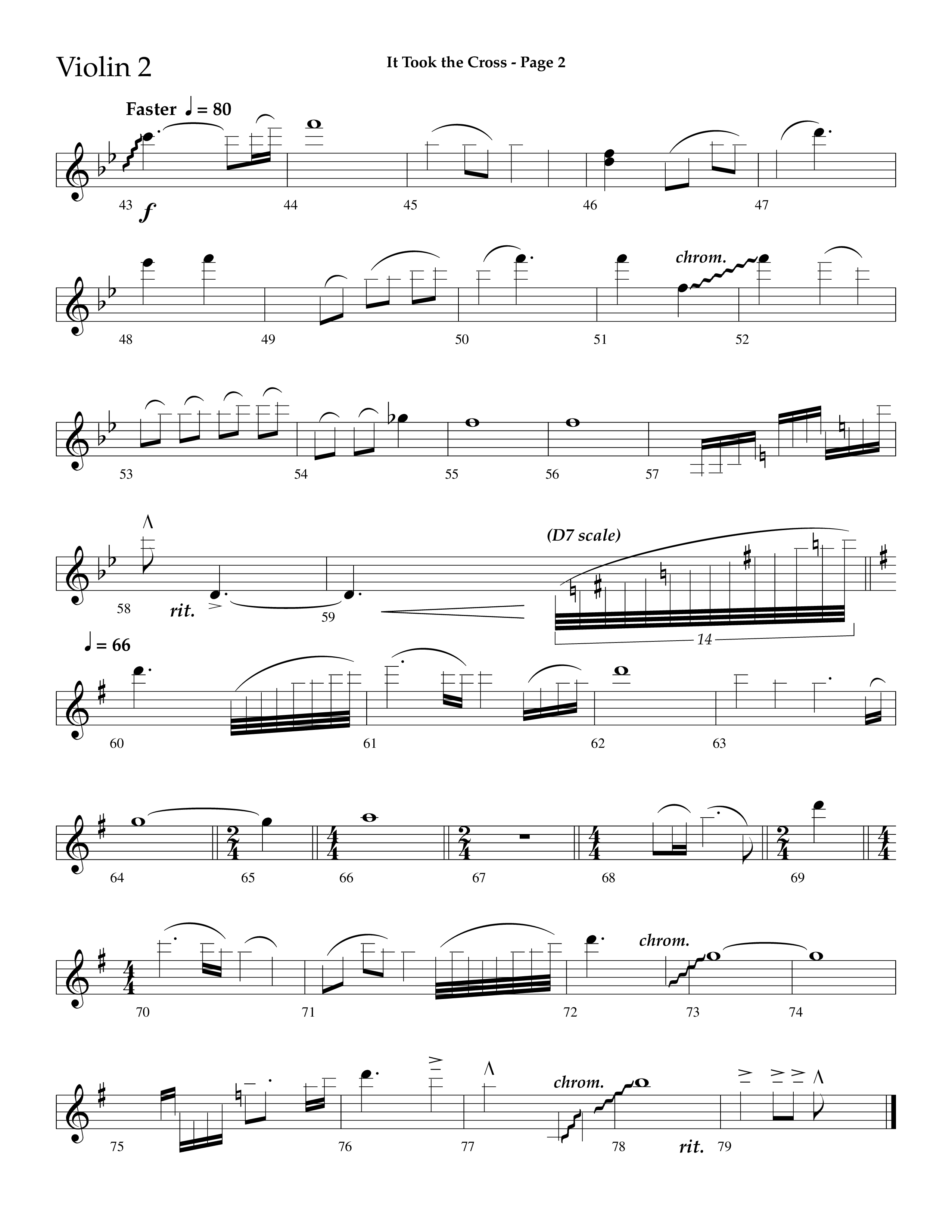 It Took The Cross (with The Old Rugged Cross) (Choral Anthem SATB) Violin 2 (Lifeway Choral / Arr. Dave Williamson)