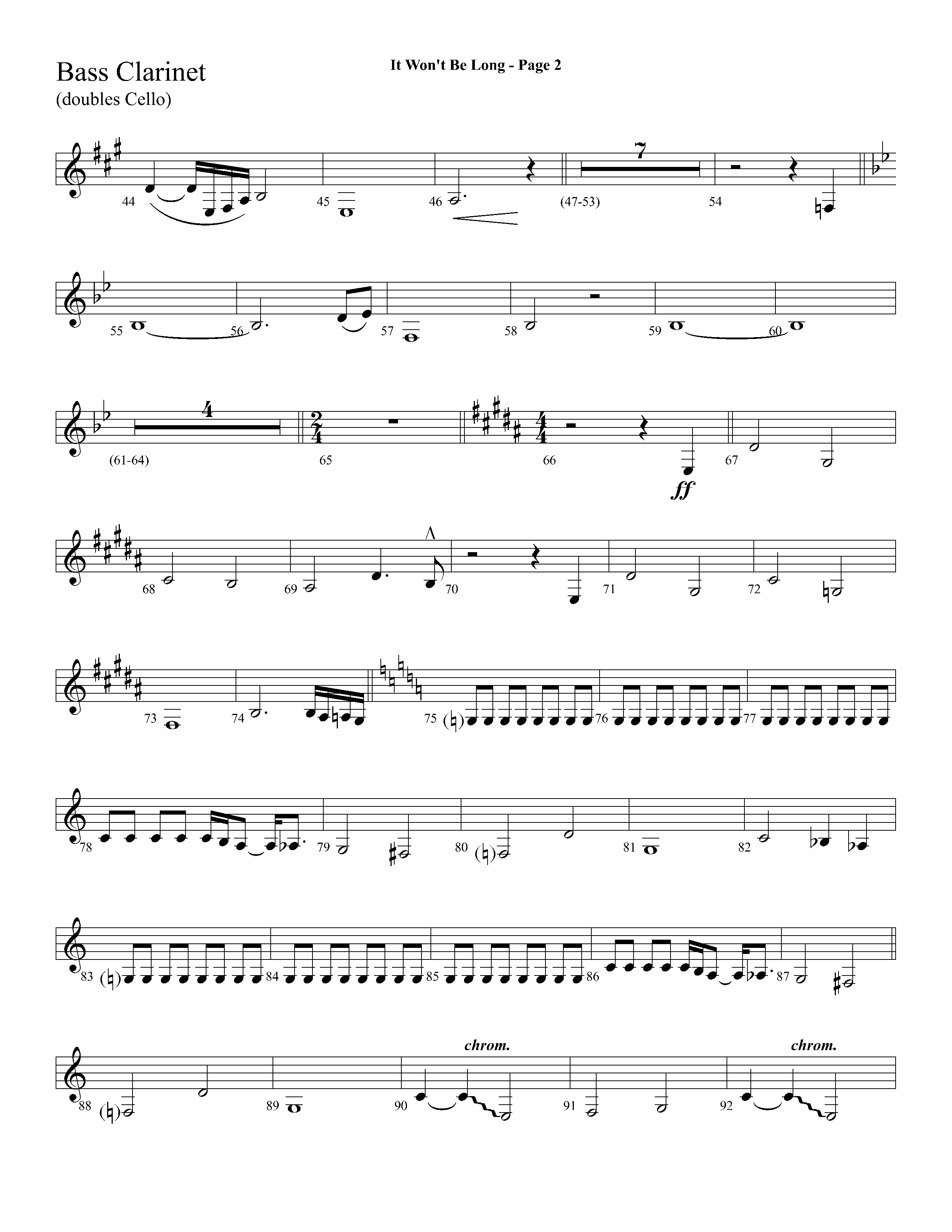 It Wont Be Long (with Soon And Very Soon) (Choral Anthem SATB) Bass Clarinet (Lifeway Choral / Arr. Dave Williamson)