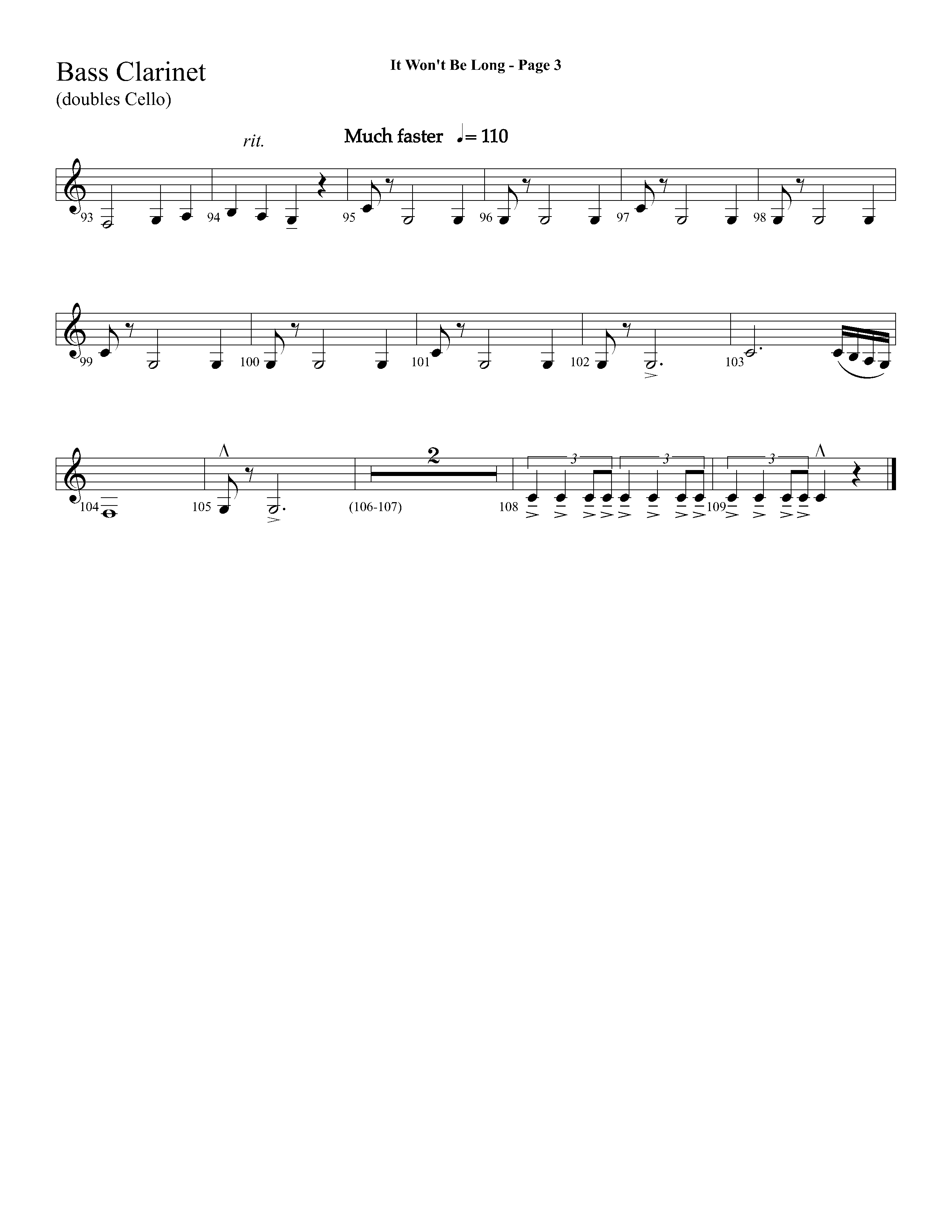 It Wont Be Long (with Soon And Very Soon) (Choral Anthem SATB) Bass Clarinet (Lifeway Choral / Arr. Dave Williamson)