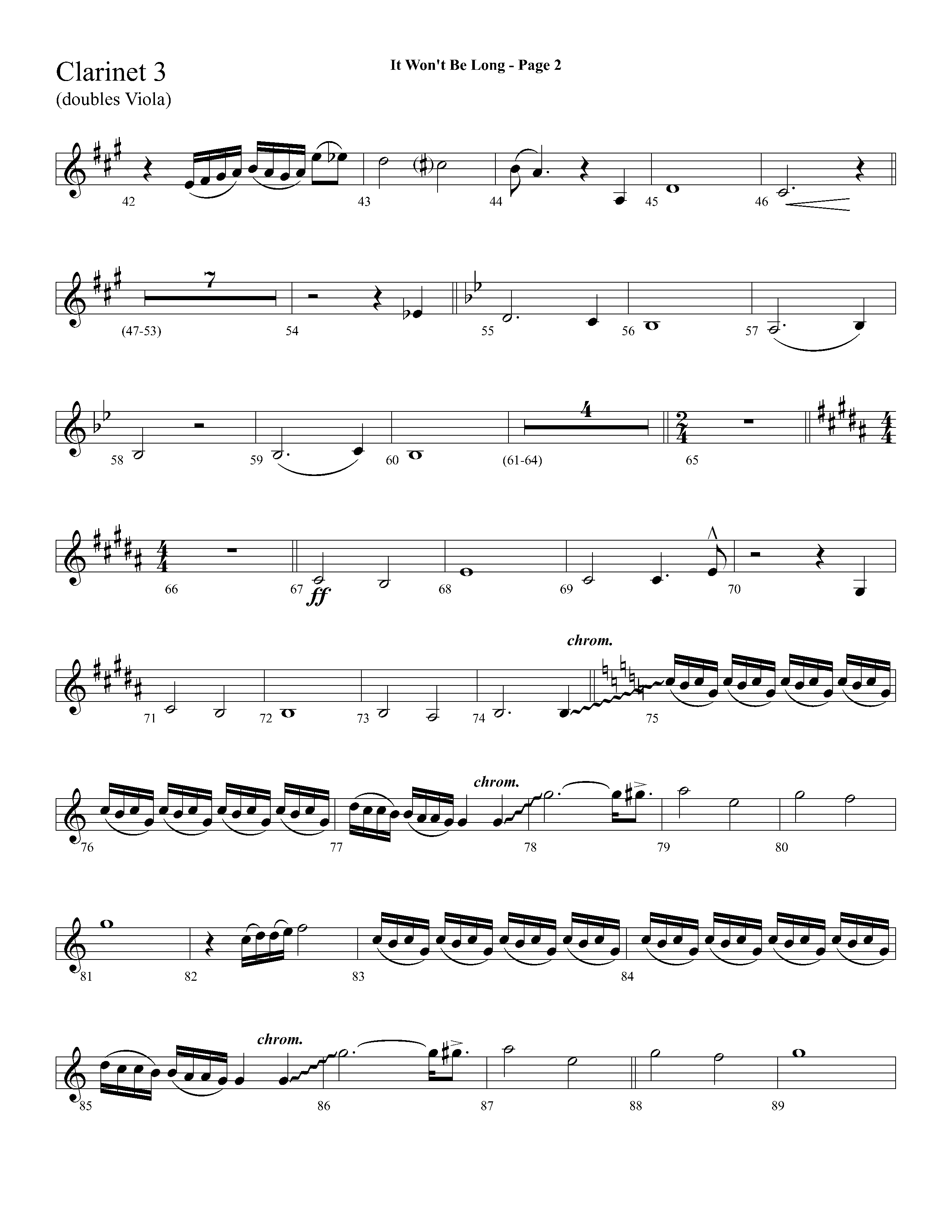 It Wont Be Long (with Soon And Very Soon) (Choral Anthem SATB) Clarinet 3 (Lifeway Choral / Arr. Dave Williamson)