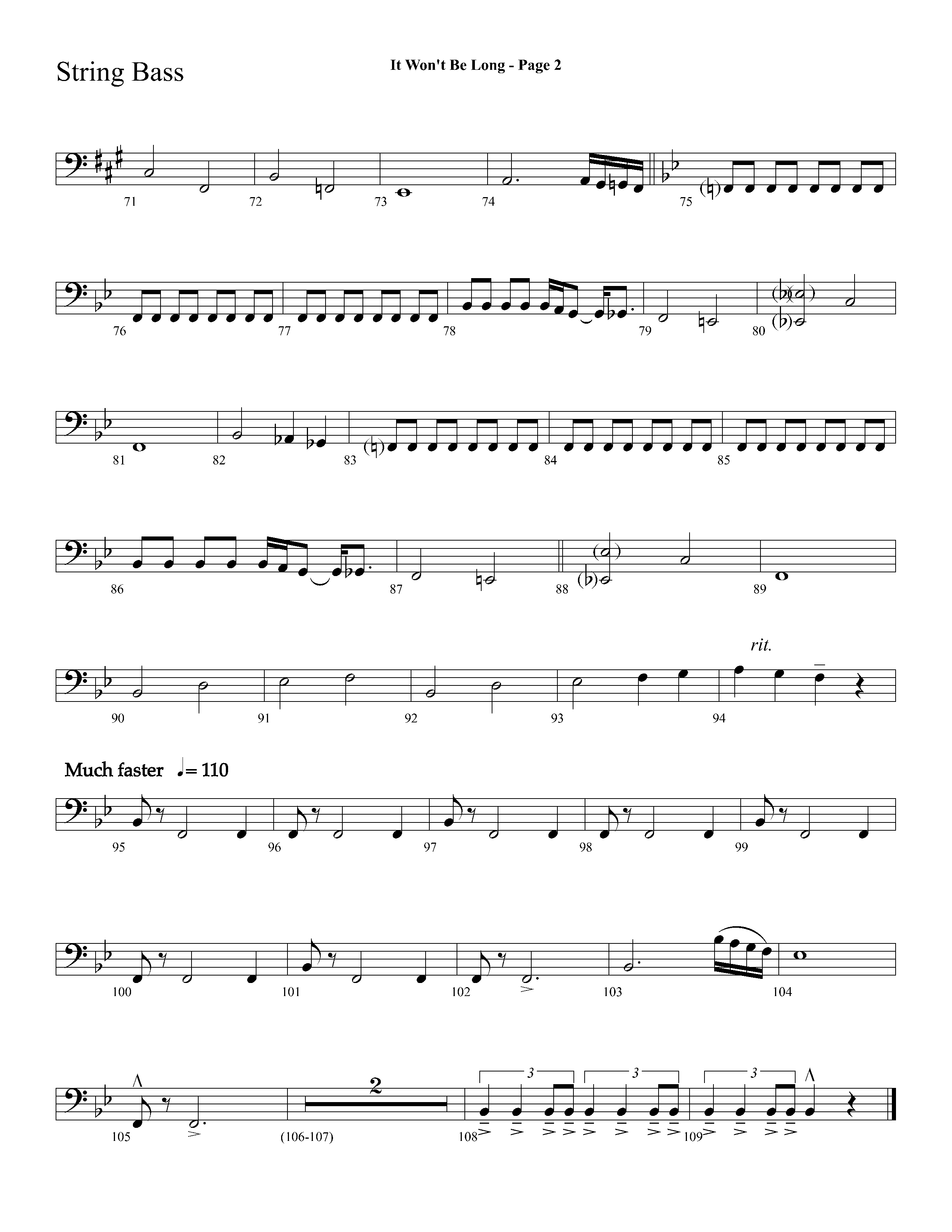 It Wont Be Long (with Soon And Very Soon) (Choral Anthem SATB) String Bass (Lifeway Choral / Arr. Dave Williamson)