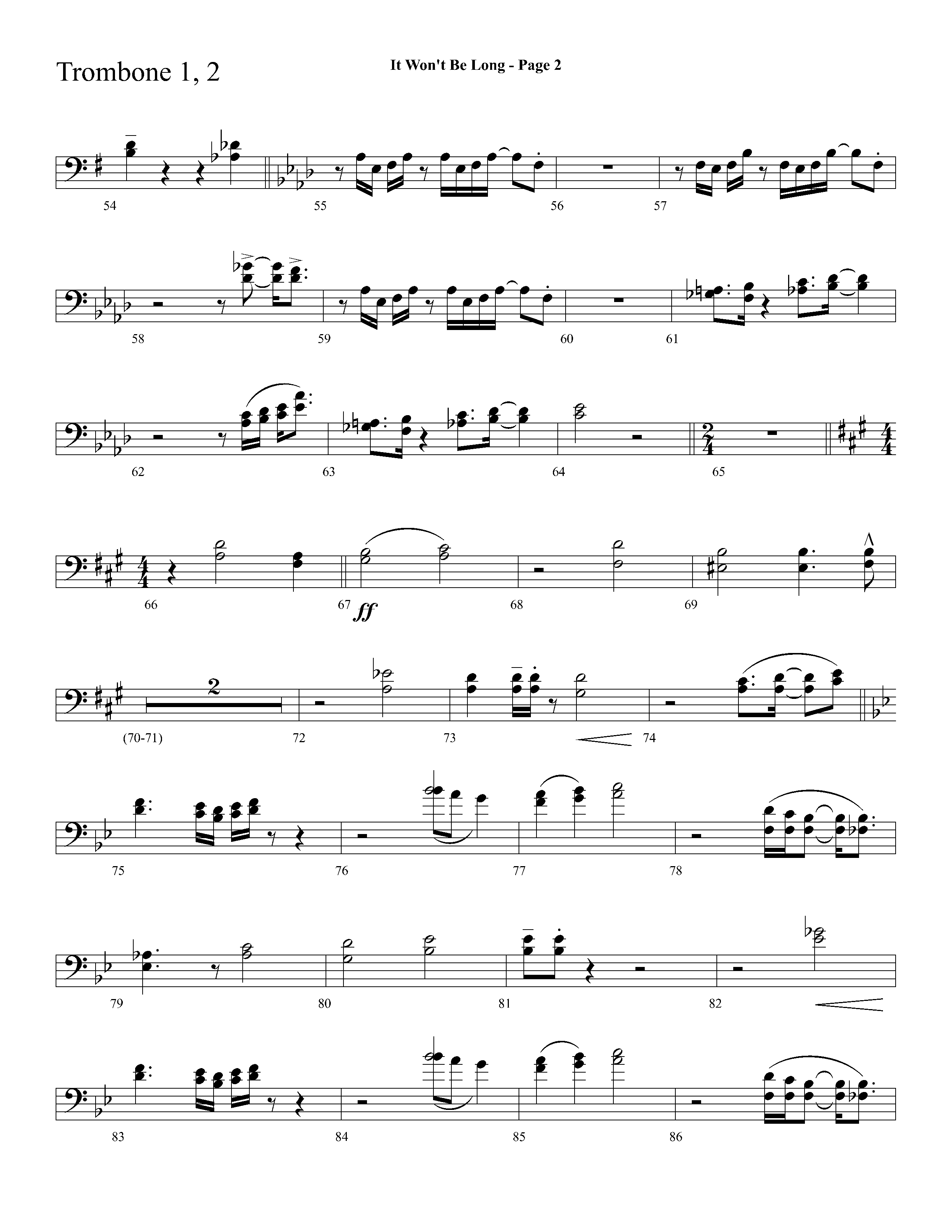 It Wont Be Long (with Soon And Very Soon) (Choral Anthem SATB) Trombone 1/2 (Lifeway Choral / Arr. Dave Williamson)