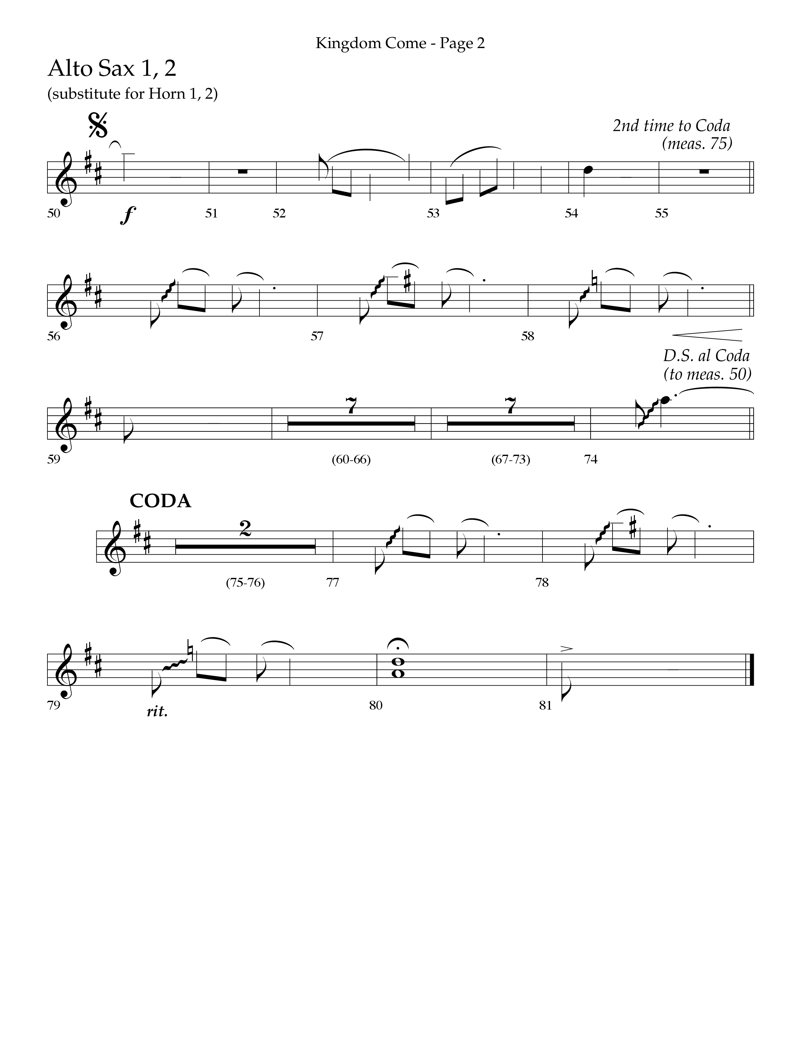 Kingdom Come (Choral Anthem SATB) Alto Sax 1/2 (Lifeway Choral / Arr. Bradley Knight)