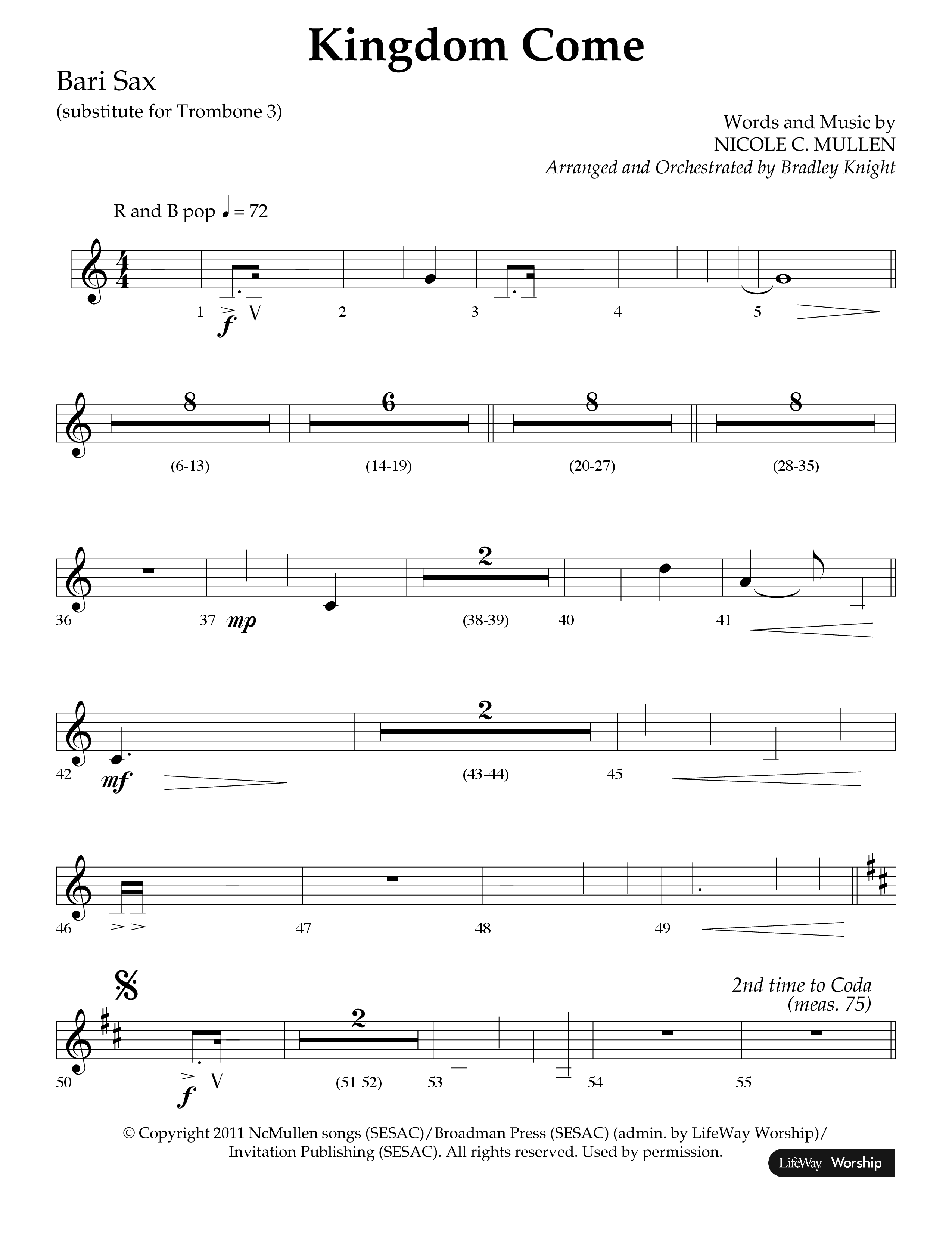 Kingdom Come (Choral Anthem SATB) Bari Sax (Lifeway Choral / Arr. Bradley Knight)