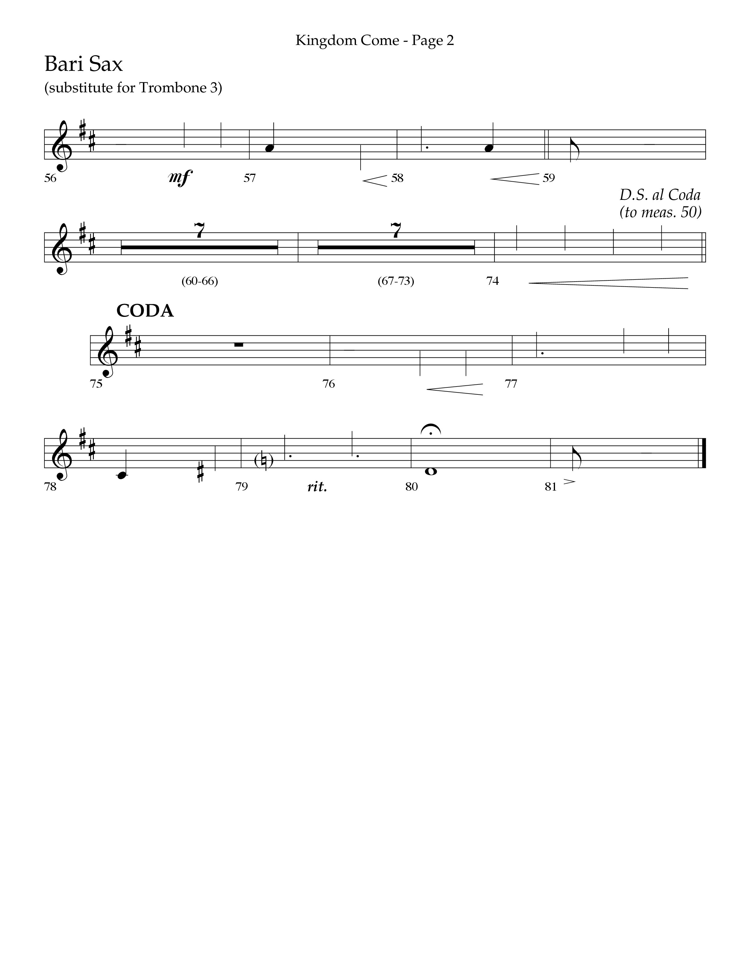 Kingdom Come (Choral Anthem SATB) Bari Sax (Lifeway Choral / Arr. Bradley Knight)