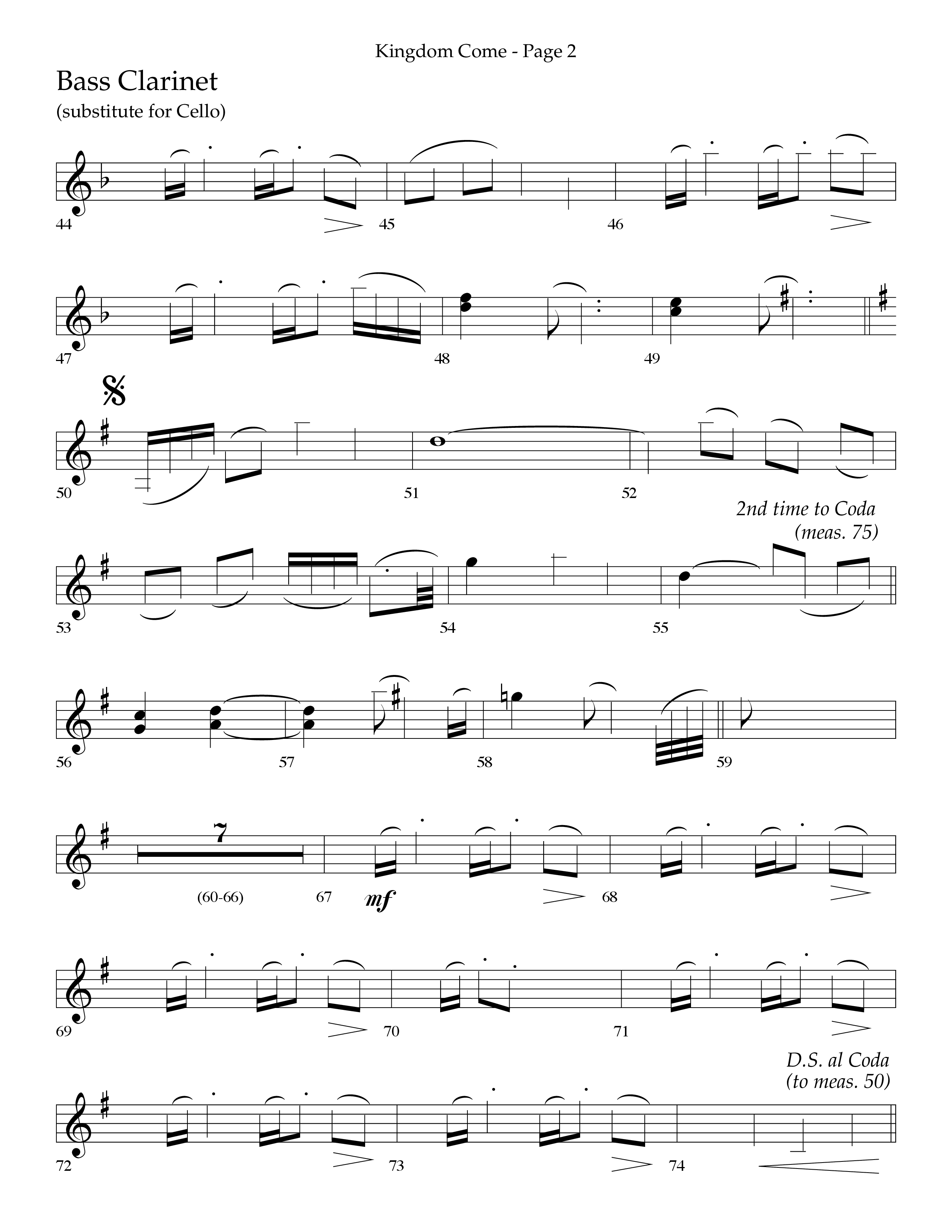 Kingdom Come (Choral Anthem SATB) Bass Clarinet (Lifeway Choral / Arr. Bradley Knight)