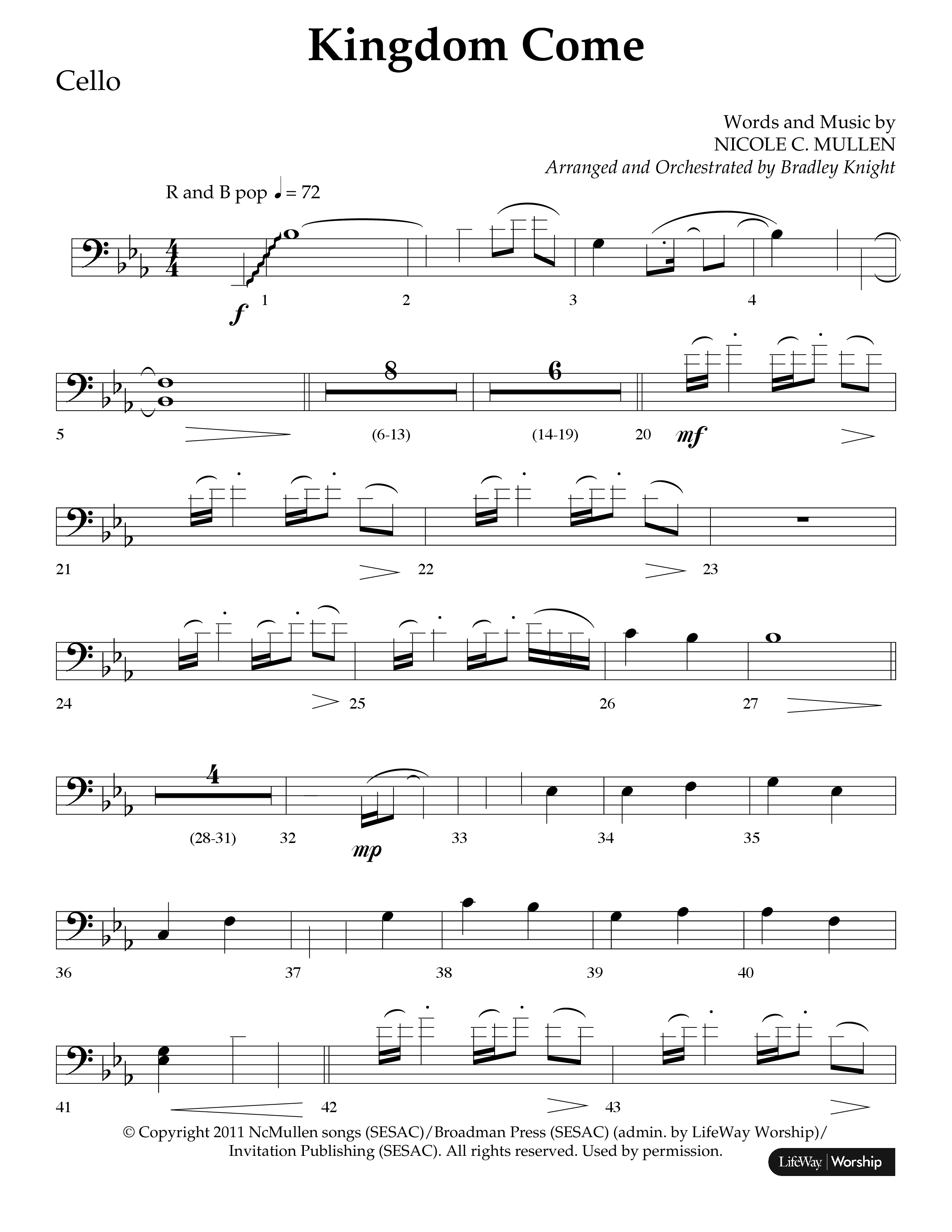 Kingdom Come (Choral Anthem SATB) Cello (Lifeway Choral / Arr. Bradley Knight)