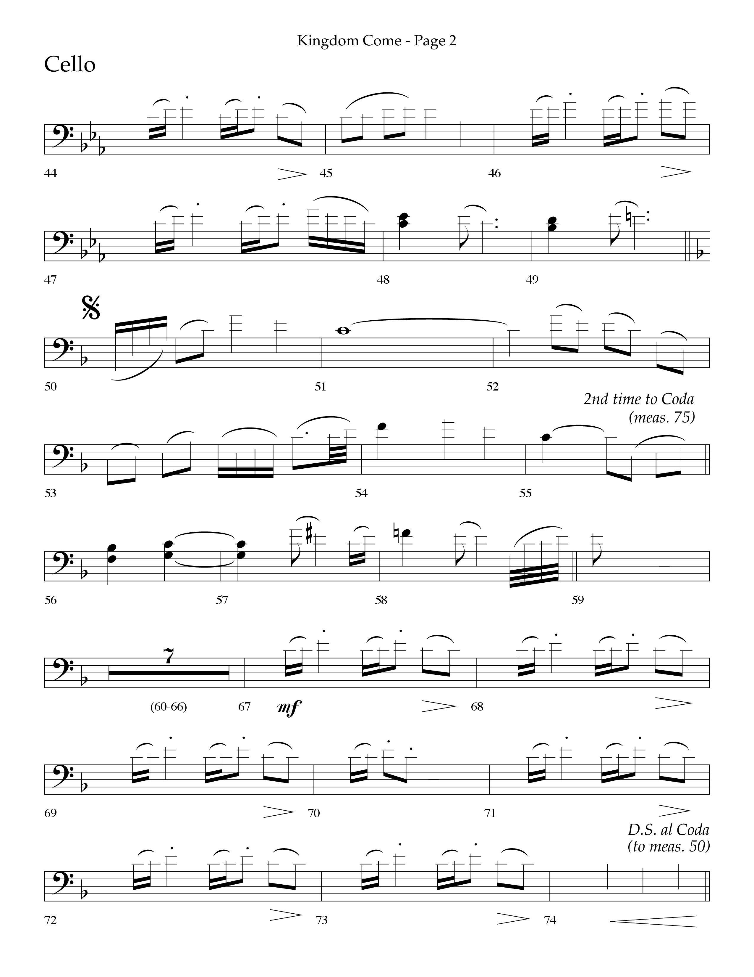 Kingdom Come (Choral Anthem SATB) Cello (Lifeway Choral / Arr. Bradley Knight)