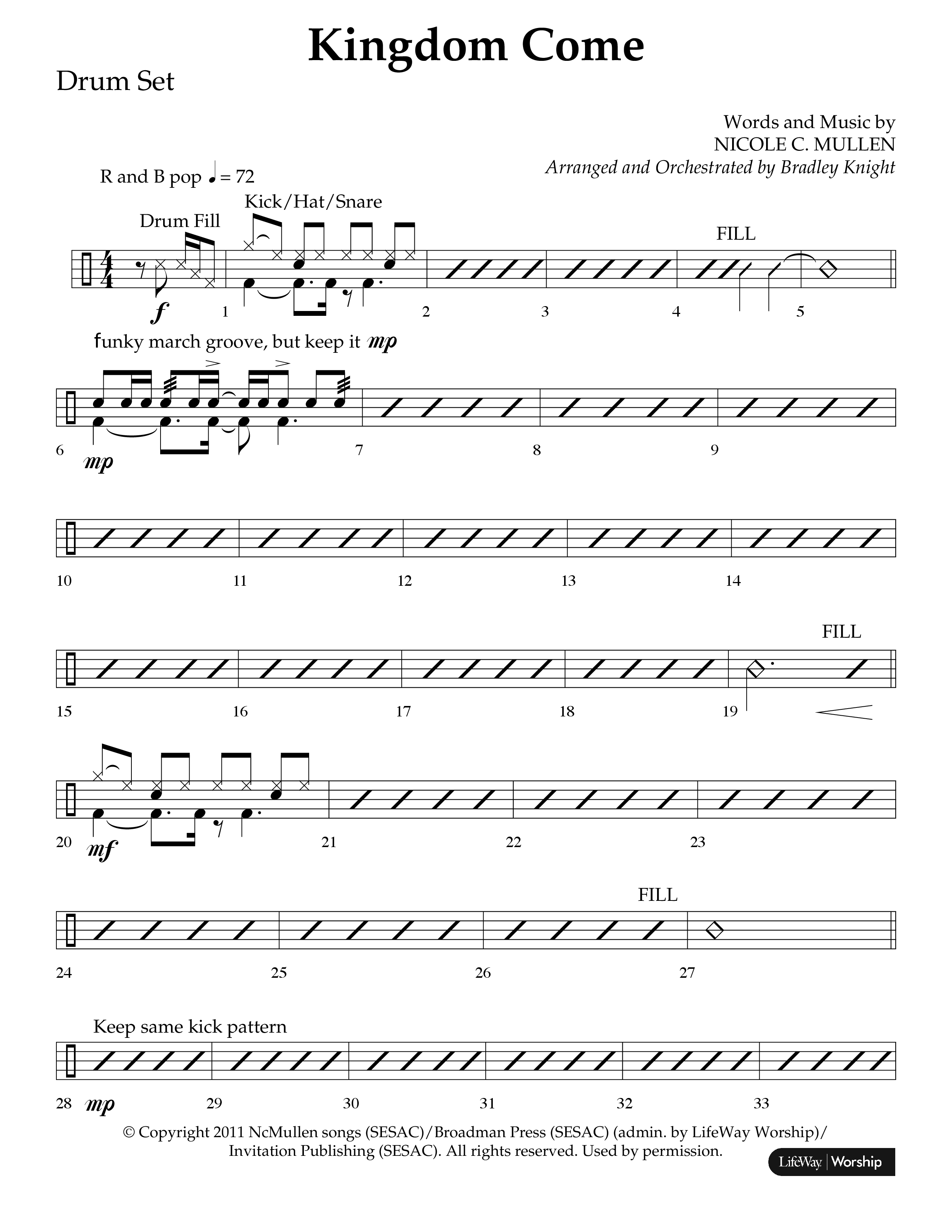 Kingdom Come (Choral Anthem SATB) Drum Set (Lifeway Choral / Arr. Bradley Knight)