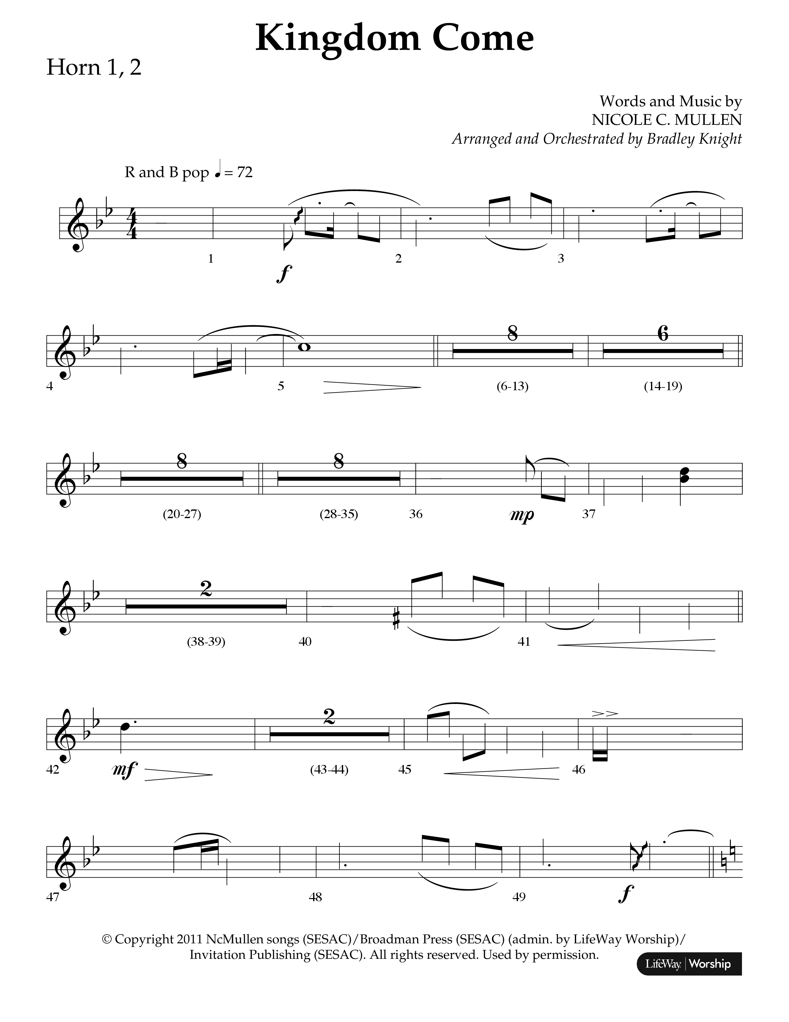 Kingdom Come (Choral Anthem SATB) French Horn 1/2 (Lifeway Choral / Arr. Bradley Knight)