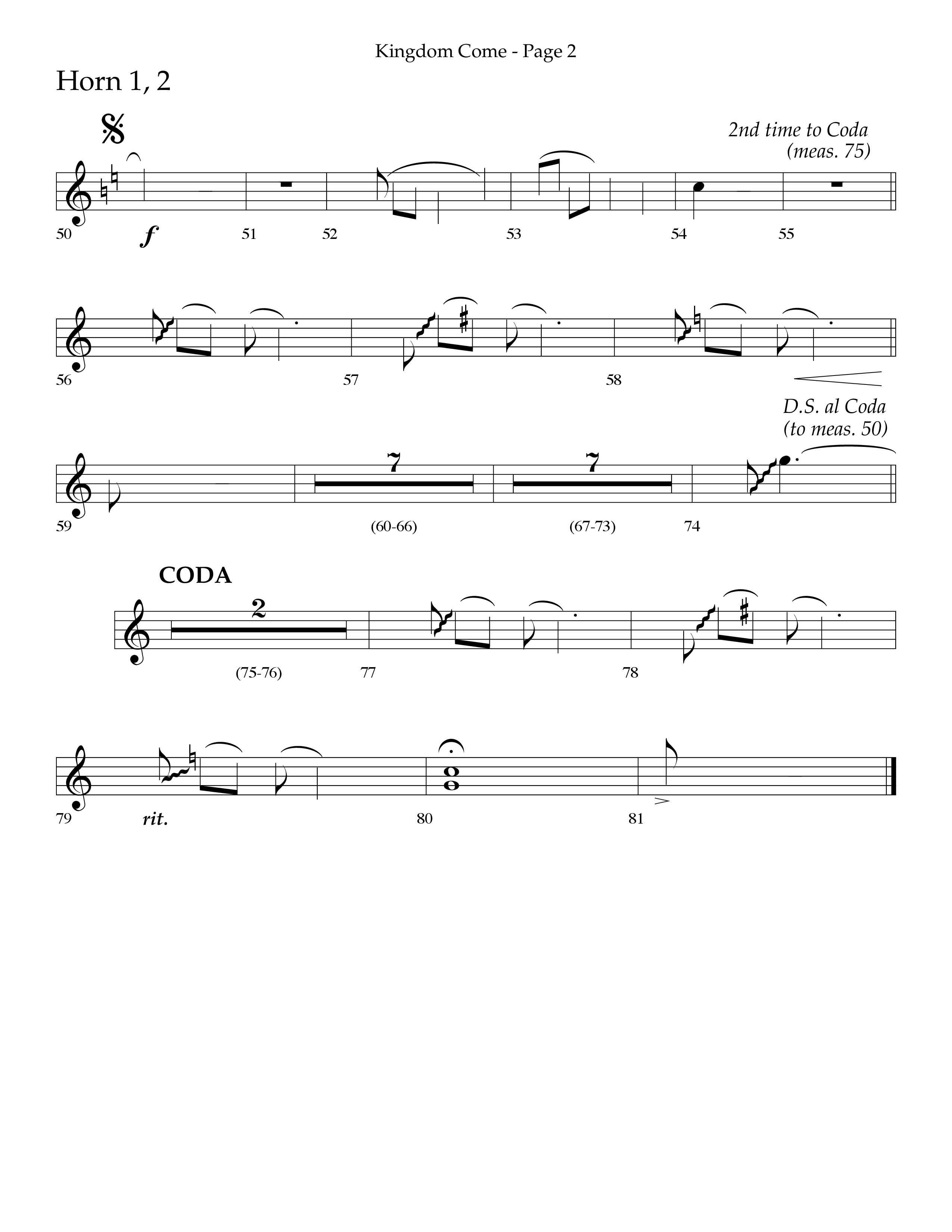 Kingdom Come (Choral Anthem SATB) French Horn 1/2 (Lifeway Choral / Arr. Bradley Knight)