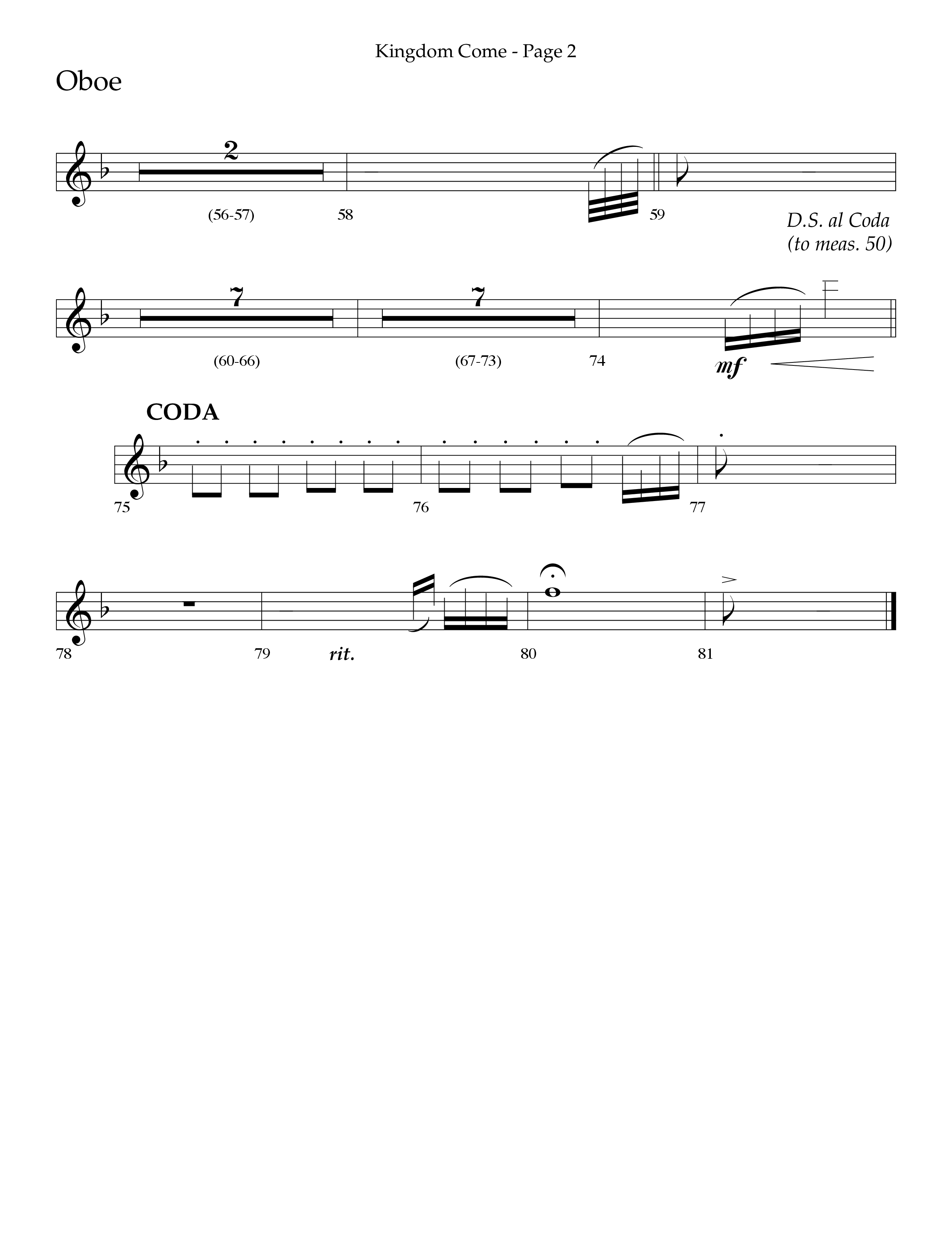 Kingdom Come (Choral Anthem SATB) Oboe (Lifeway Choral / Arr. Bradley Knight)