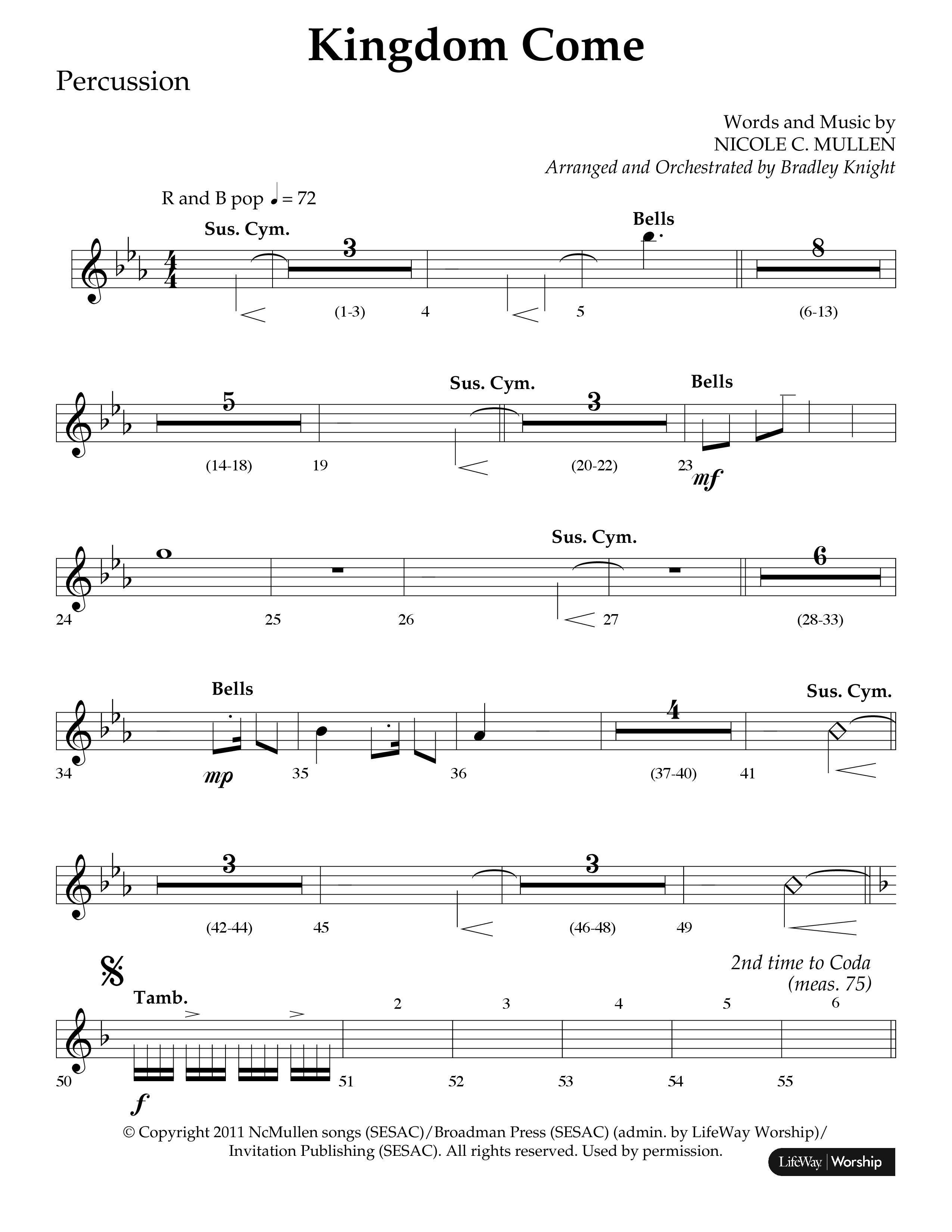 Kingdom Come (Choral Anthem SATB) Percussion (Lifeway Choral / Arr. Bradley Knight)