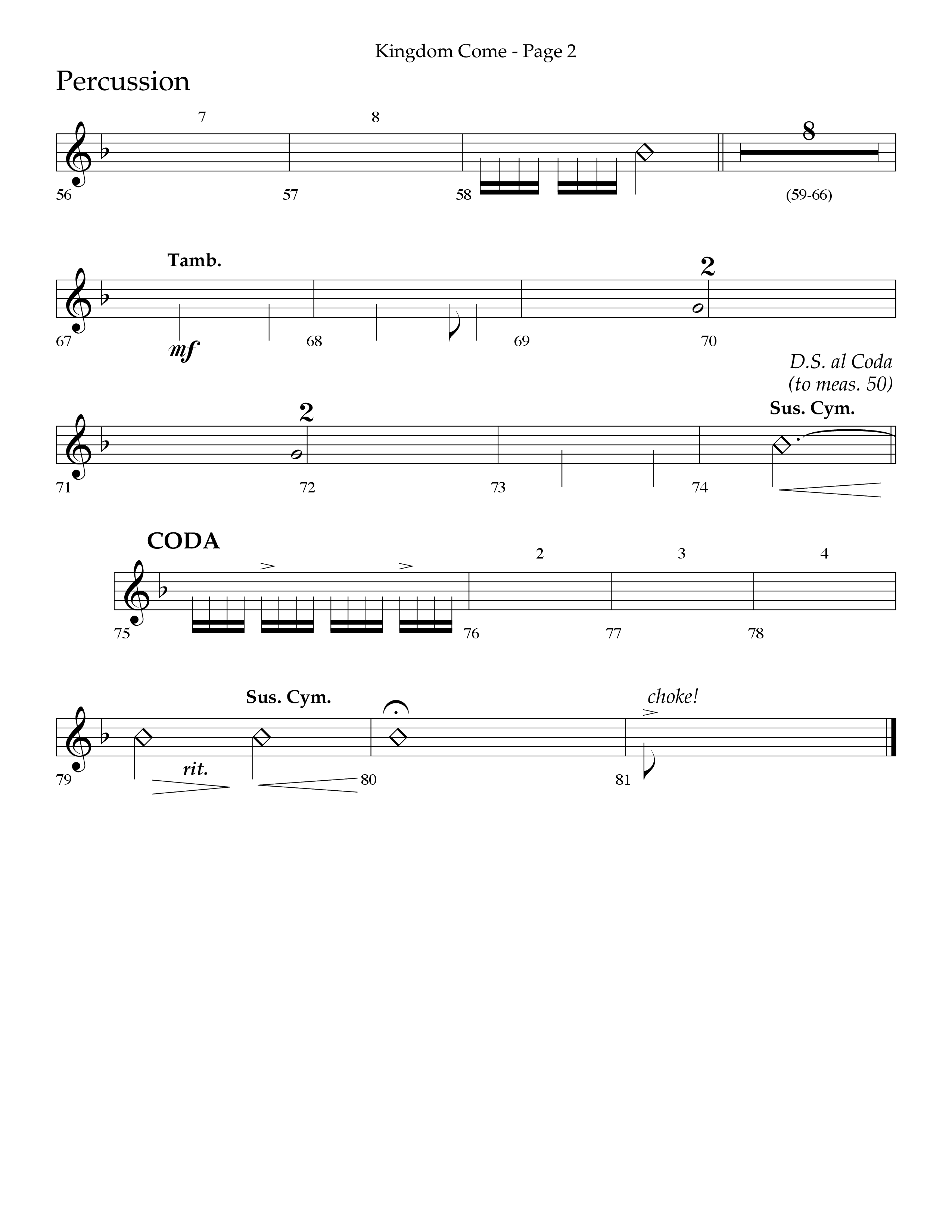 Kingdom Come (Choral Anthem SATB) Percussion (Lifeway Choral / Arr. Bradley Knight)