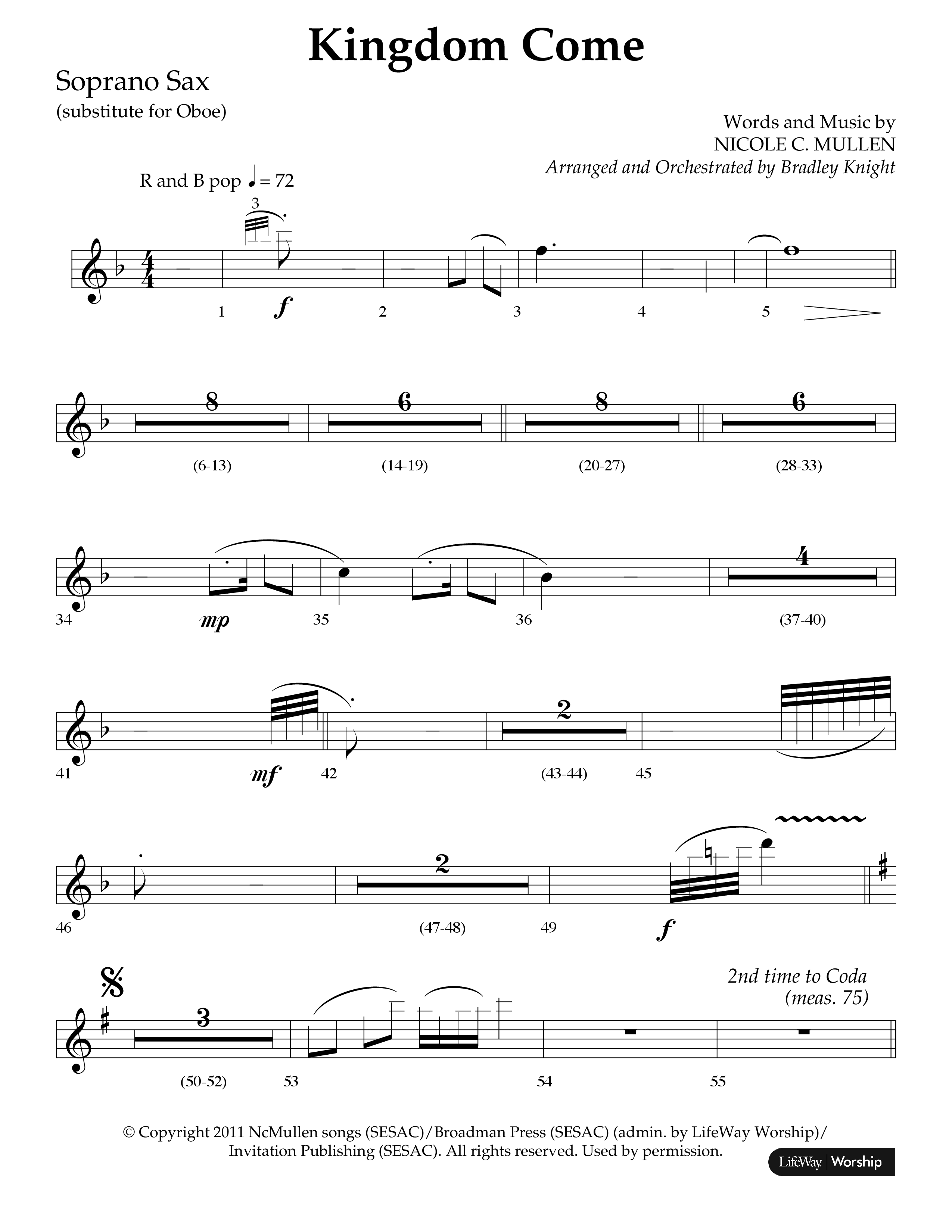 Kingdom Come (Choral Anthem SATB) Soprano Sax (Lifeway Choral / Arr. Bradley Knight)