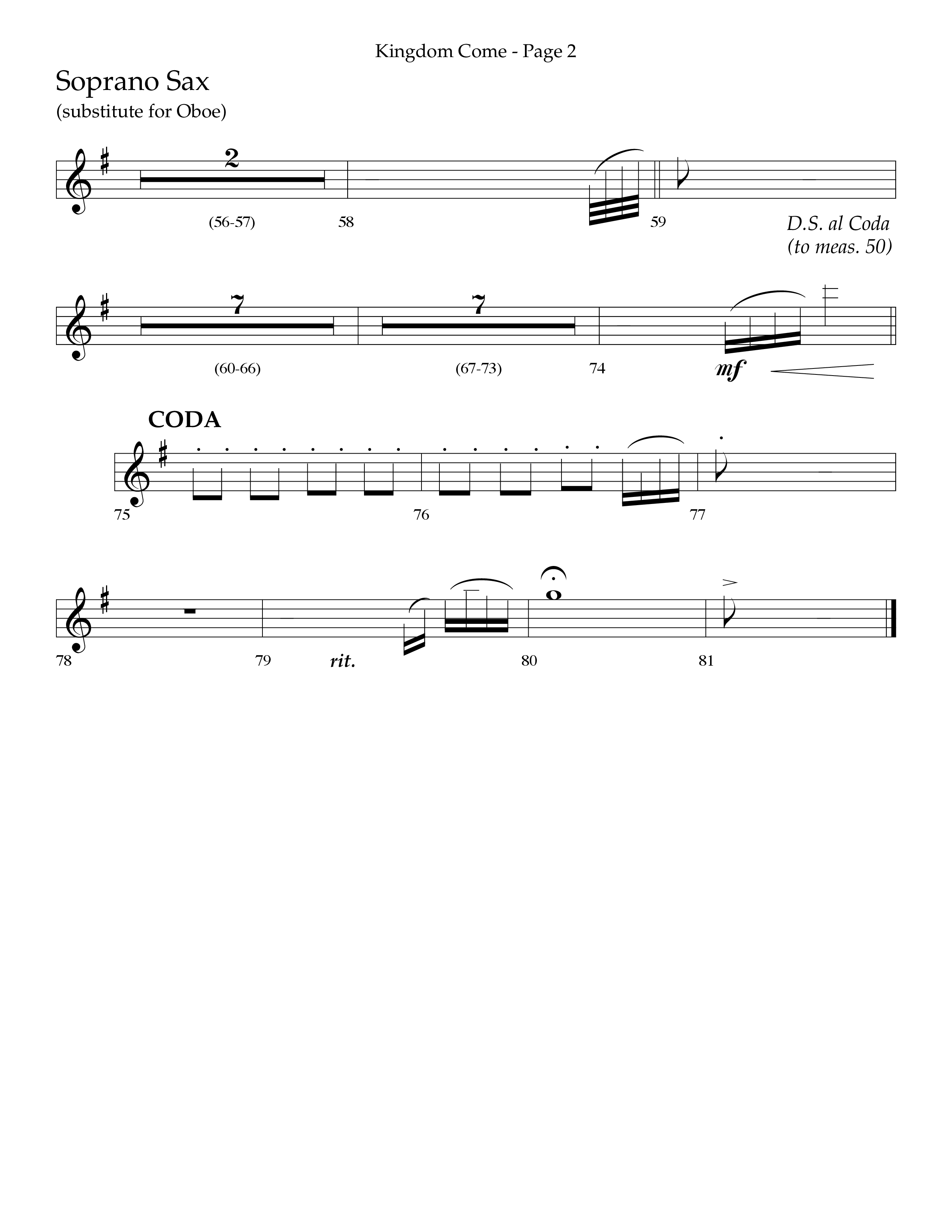Kingdom Come (Choral Anthem SATB) Soprano Sax (Lifeway Choral / Arr. Bradley Knight)