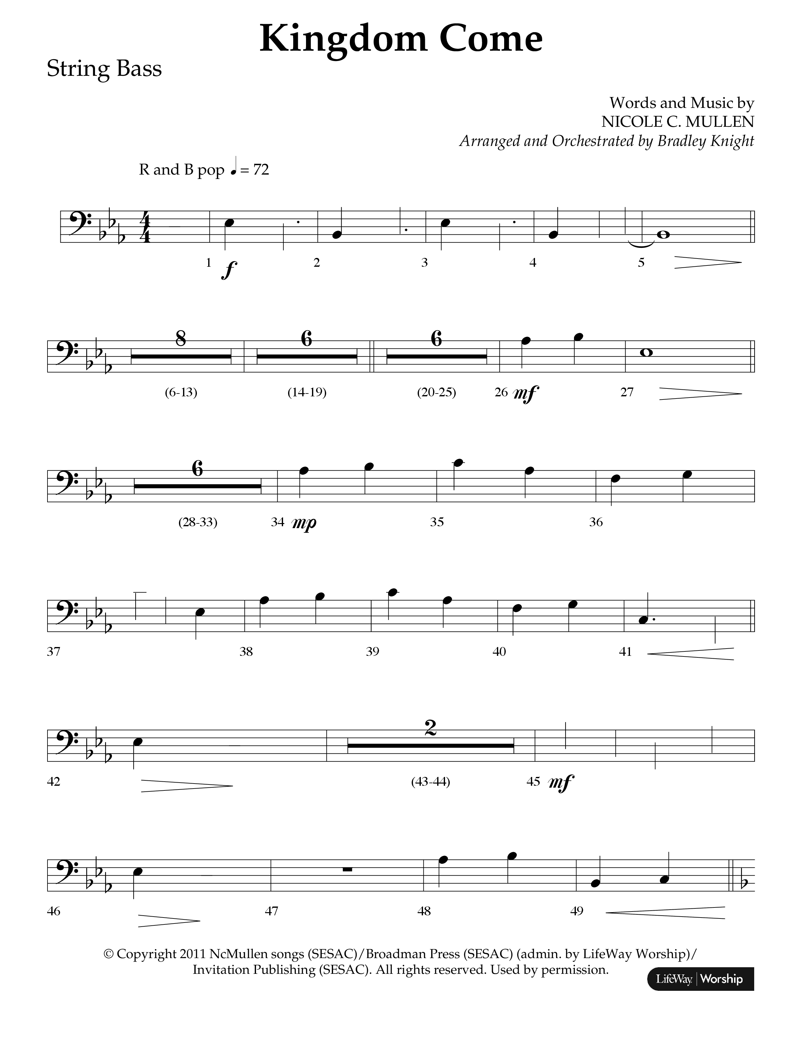 Kingdom Come (Choral Anthem SATB) String Bass (Lifeway Choral / Arr. Bradley Knight)