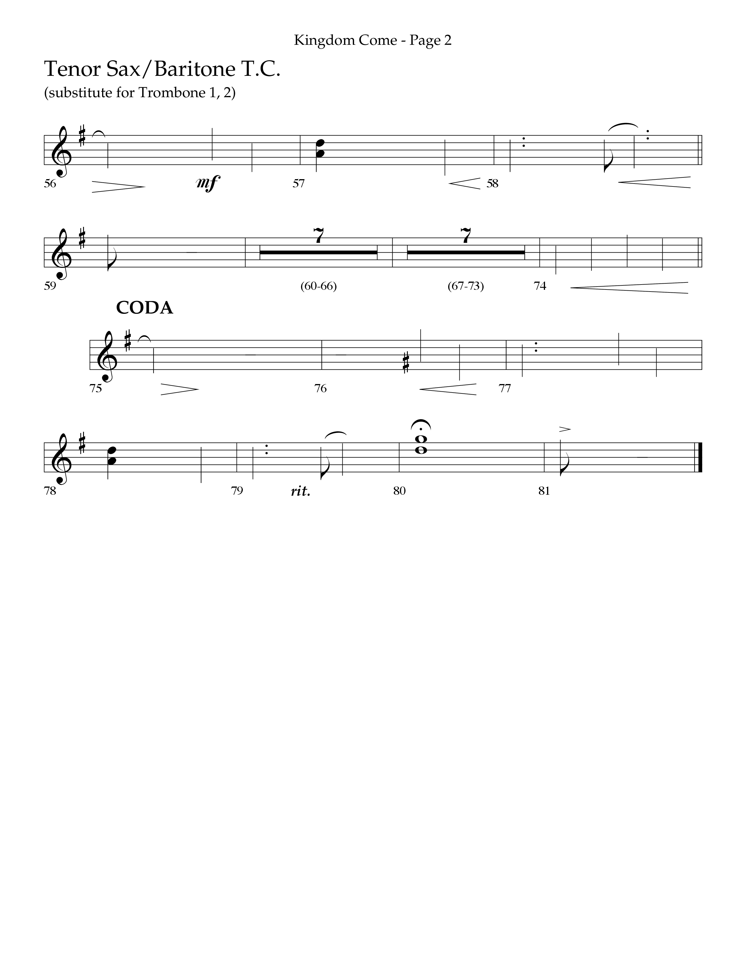 Kingdom Come (Choral Anthem SATB) Tenor Sax/Baritone T.C. (Lifeway Choral / Arr. Bradley Knight)