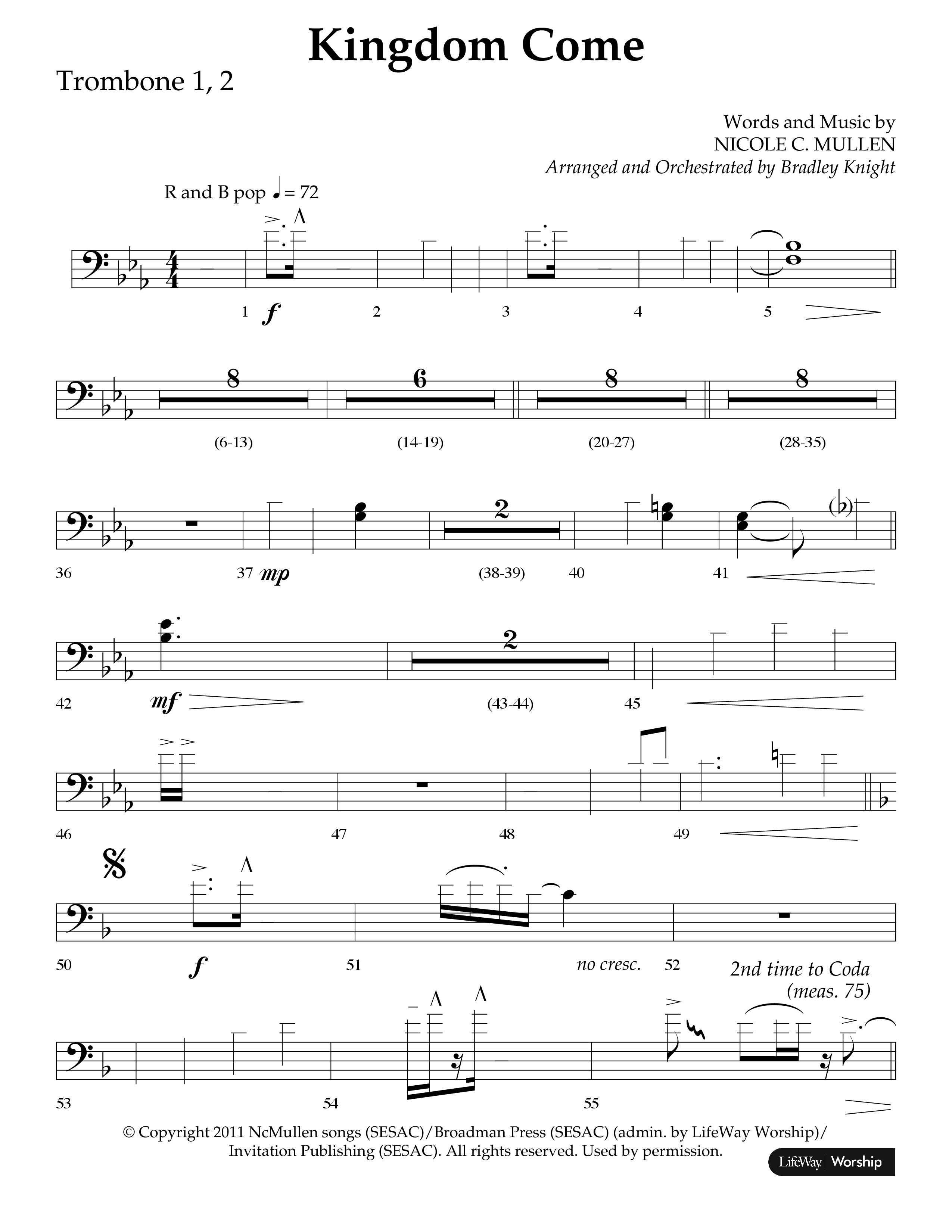 Kingdom Come (Choral Anthem SATB) Trombone 1/2 (Lifeway Choral / Arr. Bradley Knight)