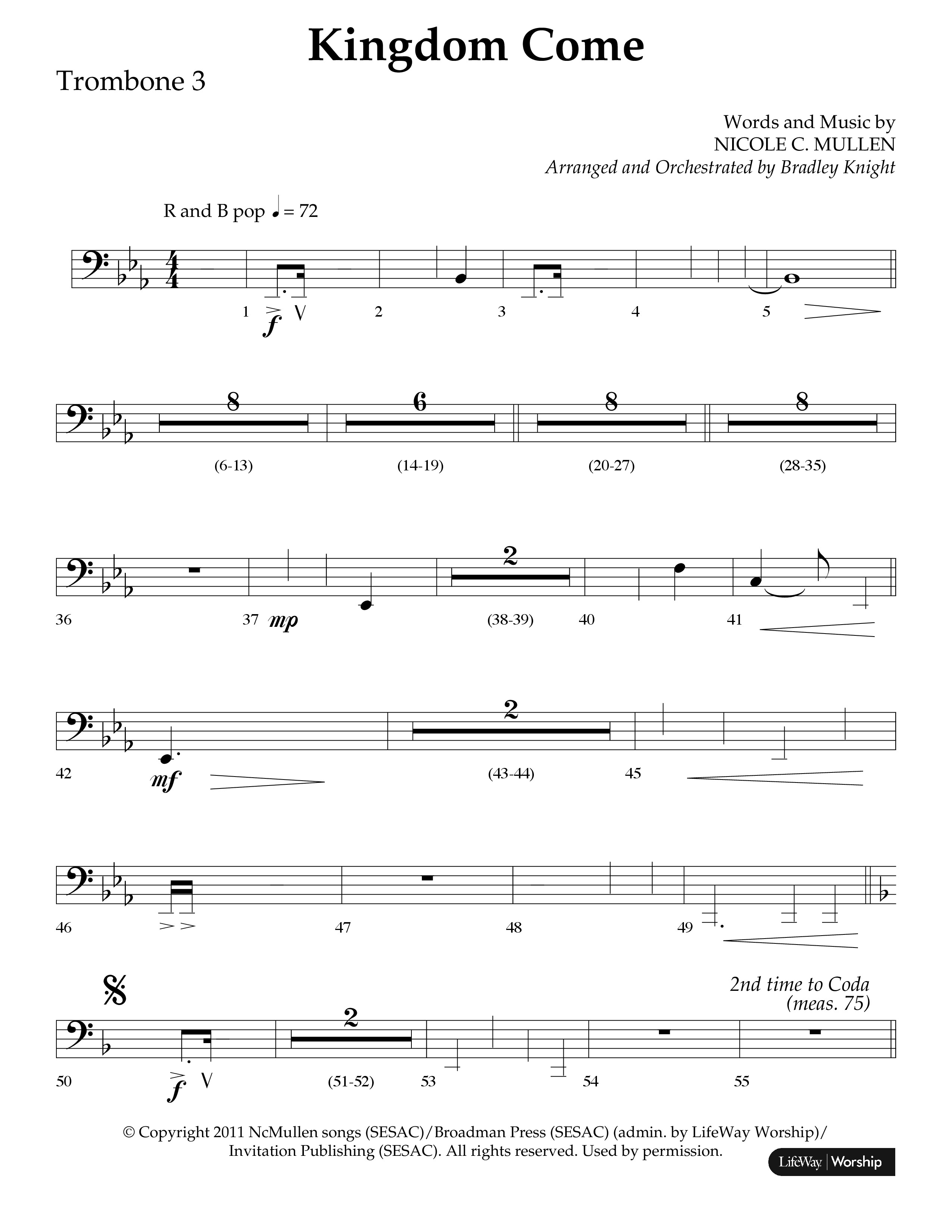 Kingdom Come (Choral Anthem SATB) Trombone 3 (Lifeway Choral / Arr. Bradley Knight)