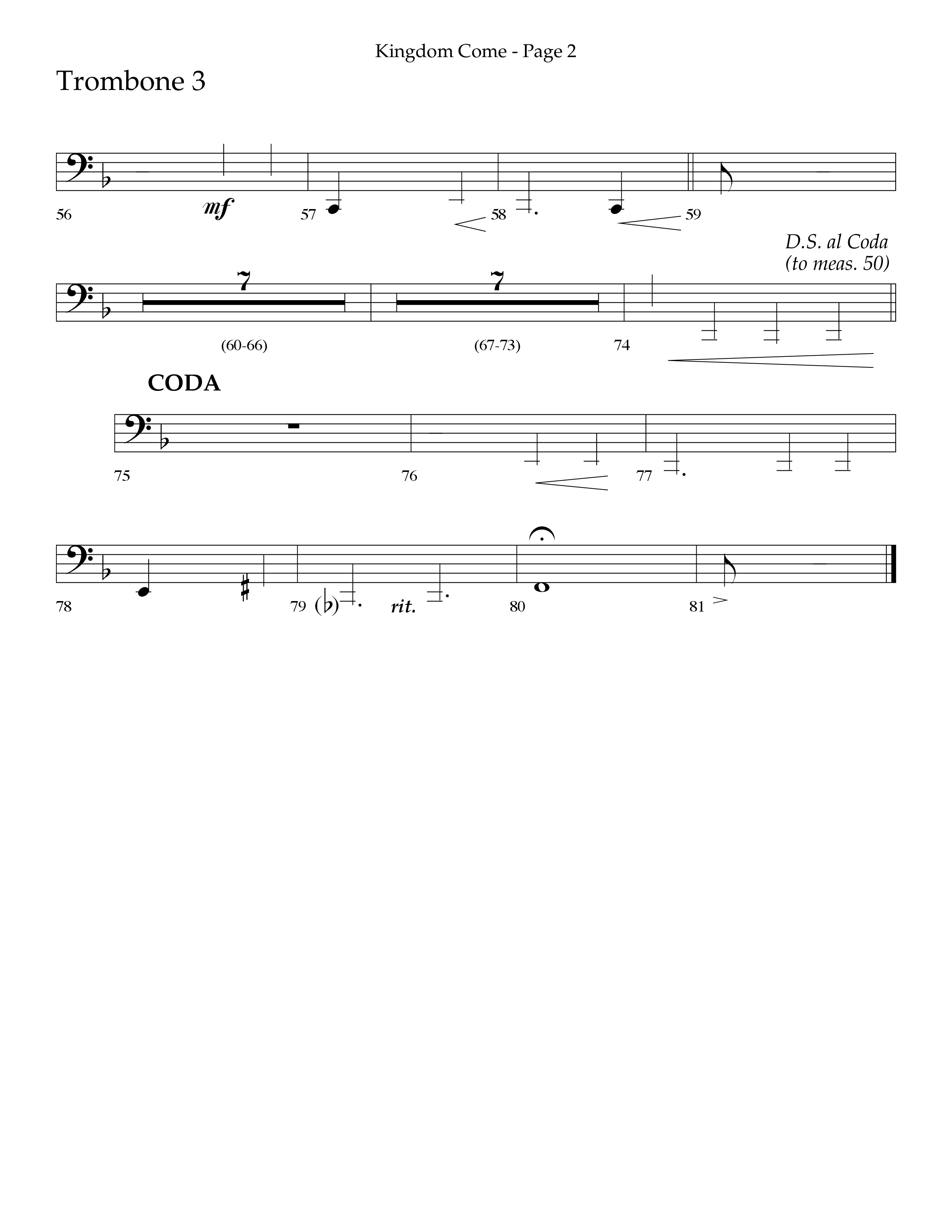 Kingdom Come (Choral Anthem SATB) Trombone 3 (Lifeway Choral / Arr. Bradley Knight)