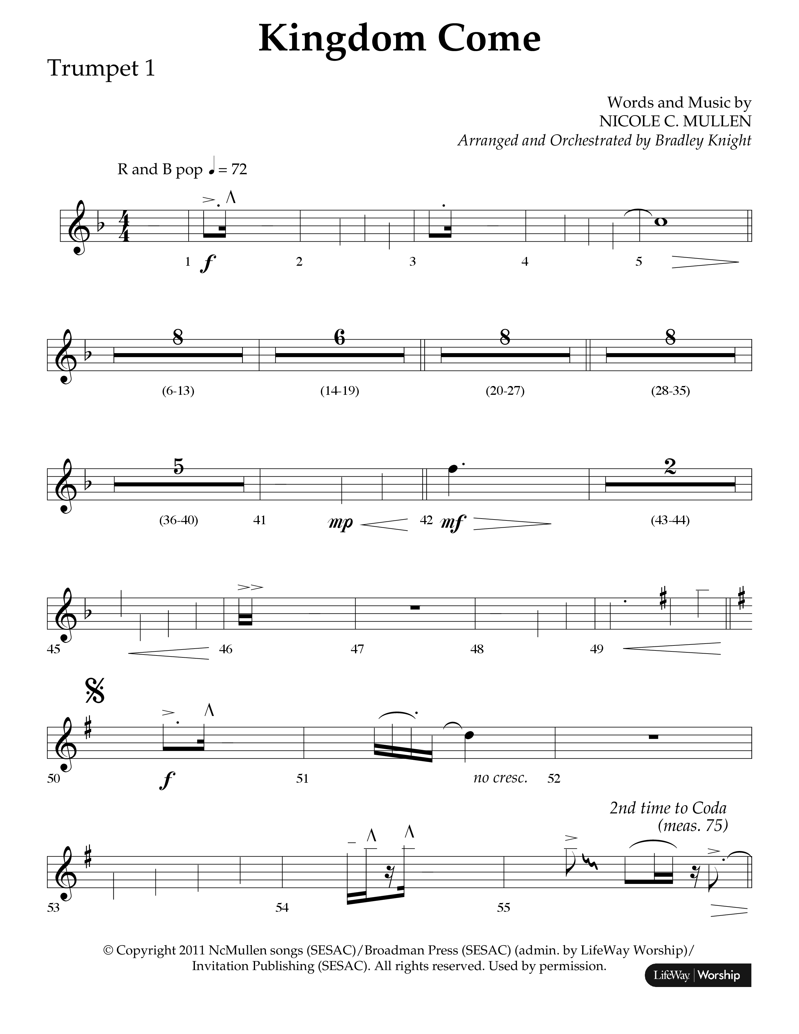 Kingdom Come (Choral Anthem SATB) Trumpet 1 (Lifeway Choral / Arr. Bradley Knight)