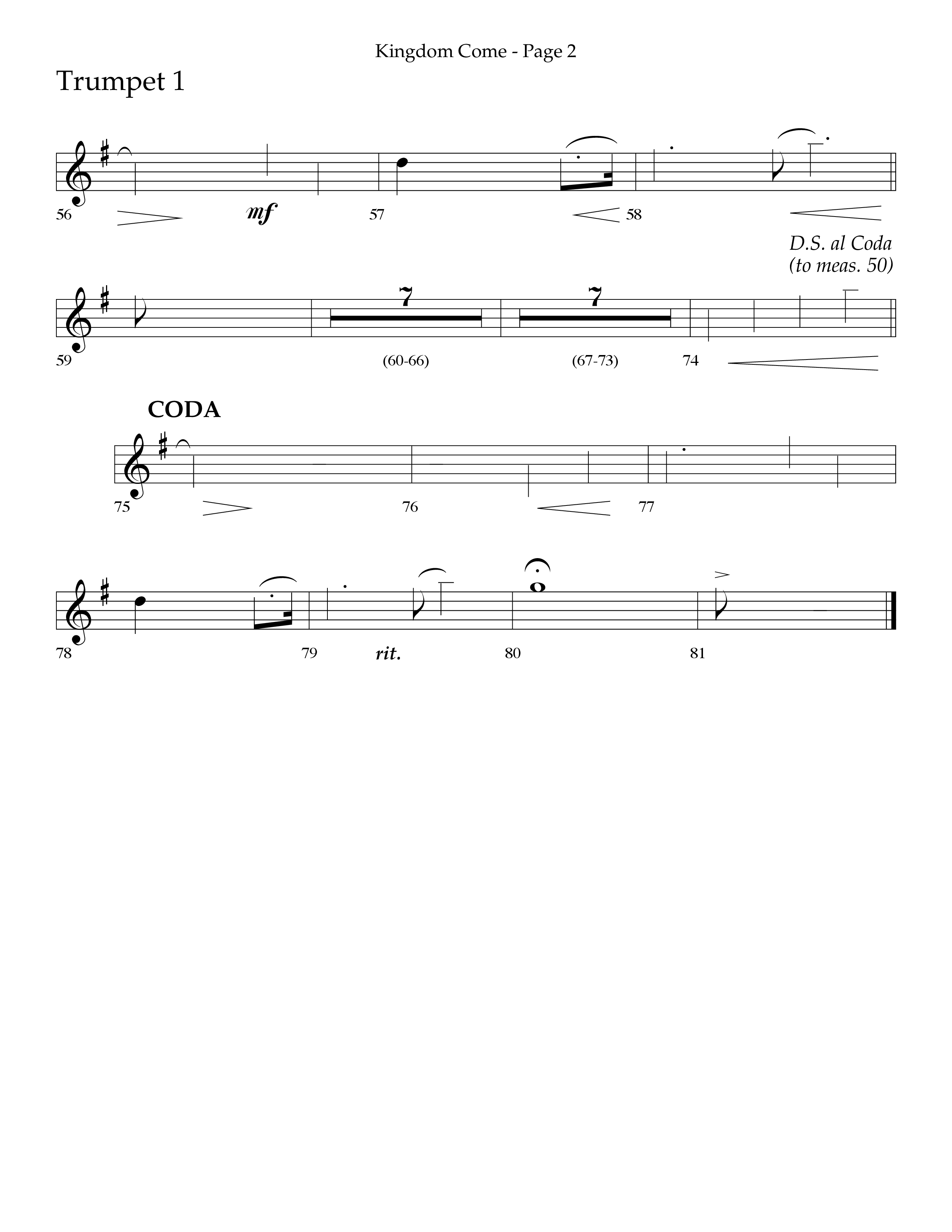 Kingdom Come (Choral Anthem SATB) Trumpet 1 (Lifeway Choral / Arr. Bradley Knight)