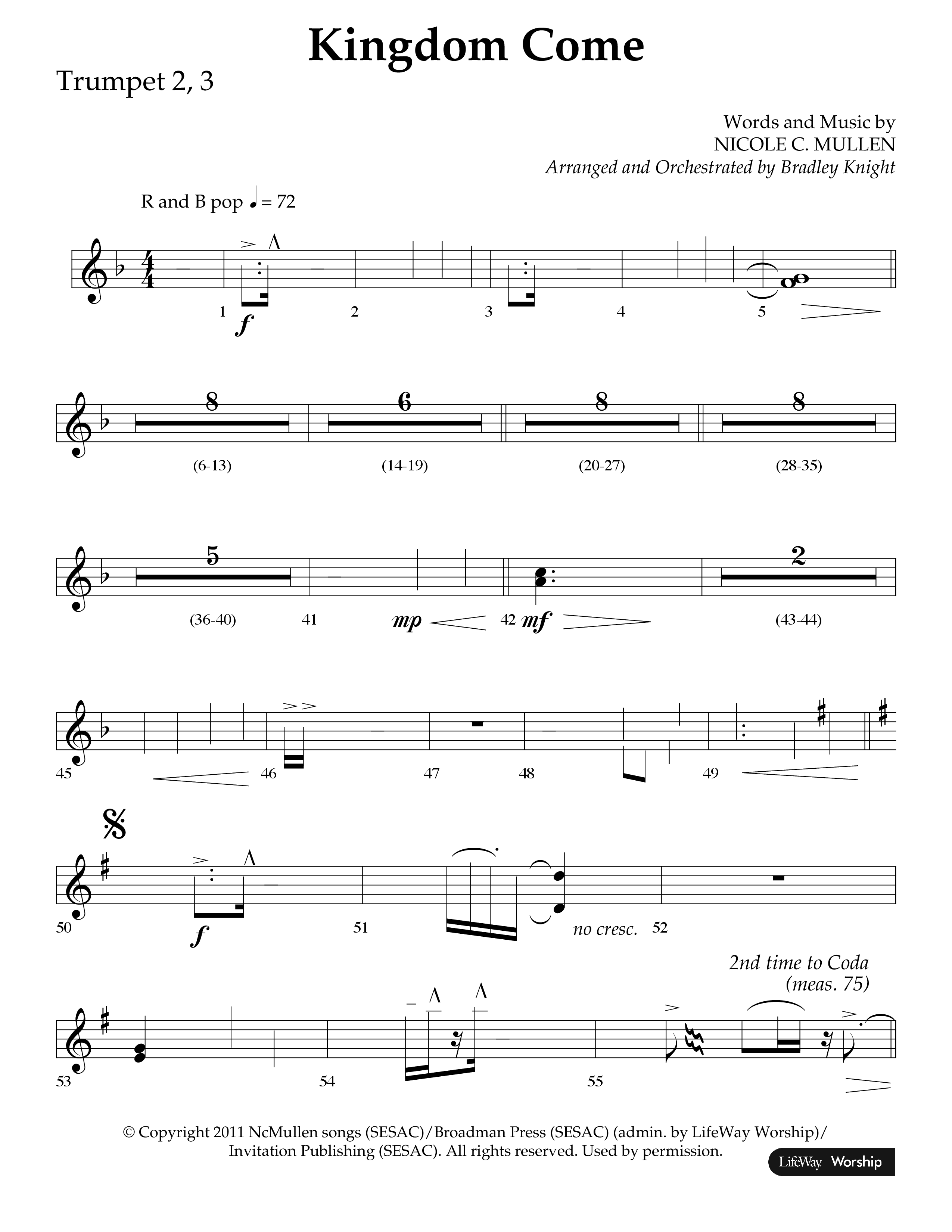 Kingdom Come (Choral Anthem SATB) Trumpet 2/3 (Lifeway Choral / Arr. Bradley Knight)