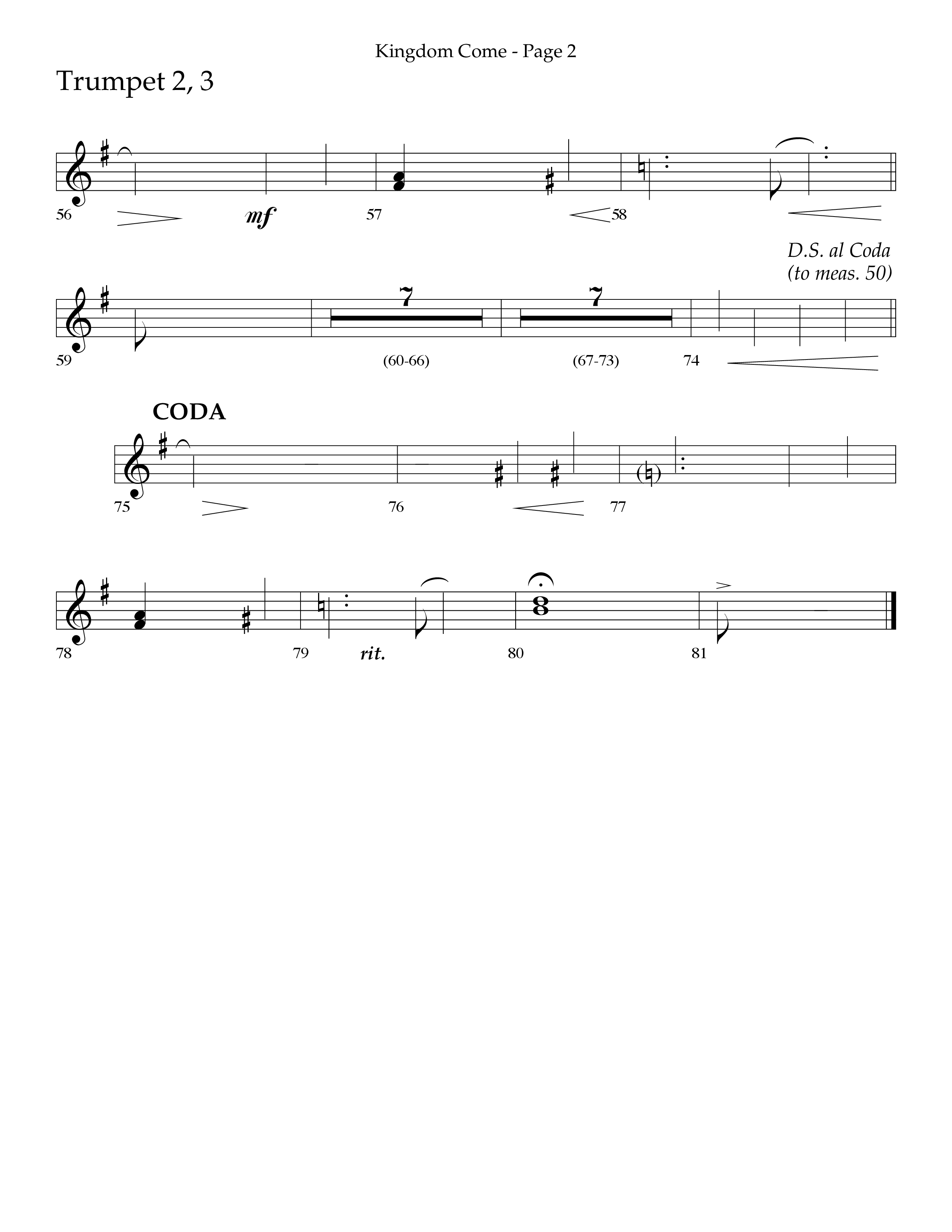 Kingdom Come (Choral Anthem SATB) Trumpet 2/3 (Lifeway Choral / Arr. Bradley Knight)