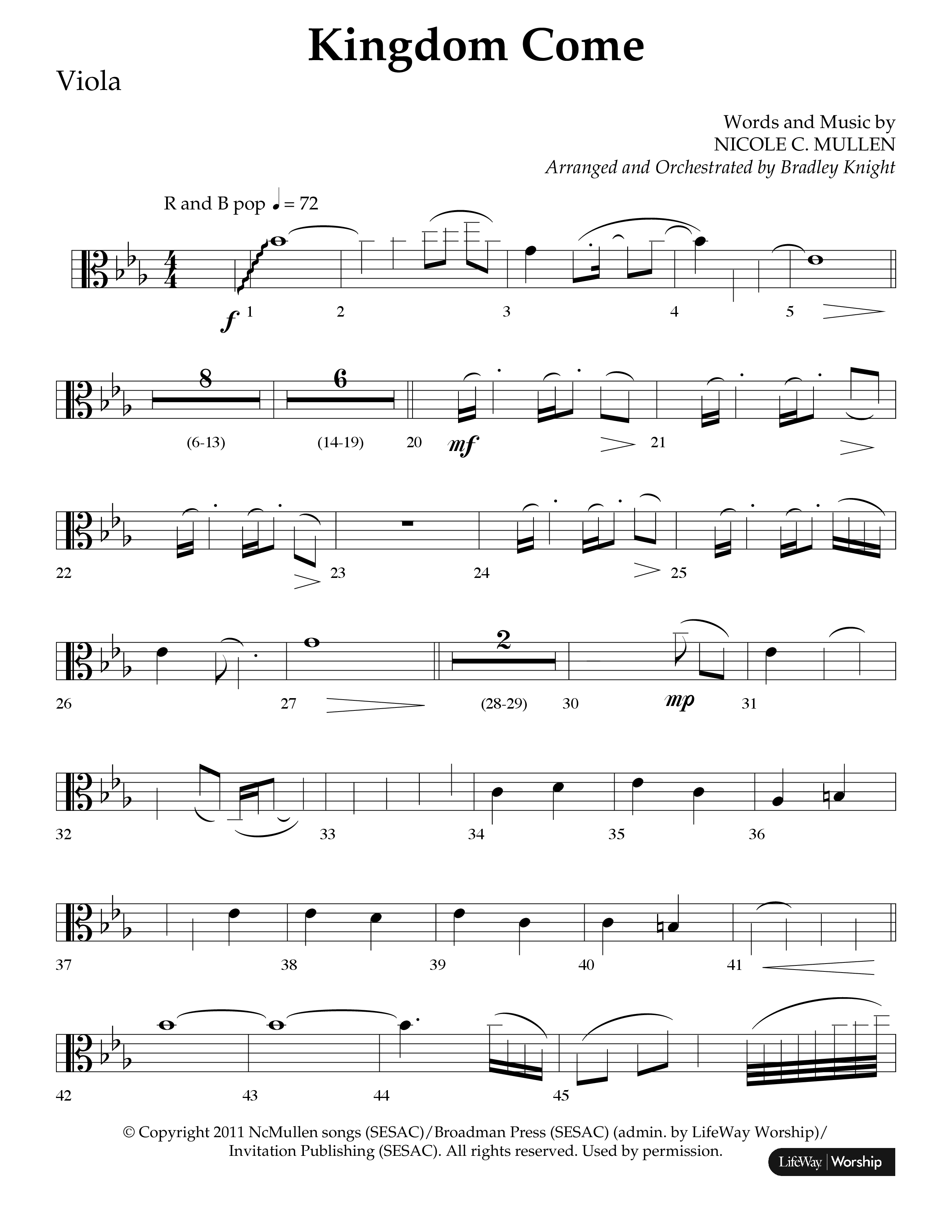 Kingdom Come (Choral Anthem SATB) Viola (Lifeway Choral / Arr. Bradley Knight)