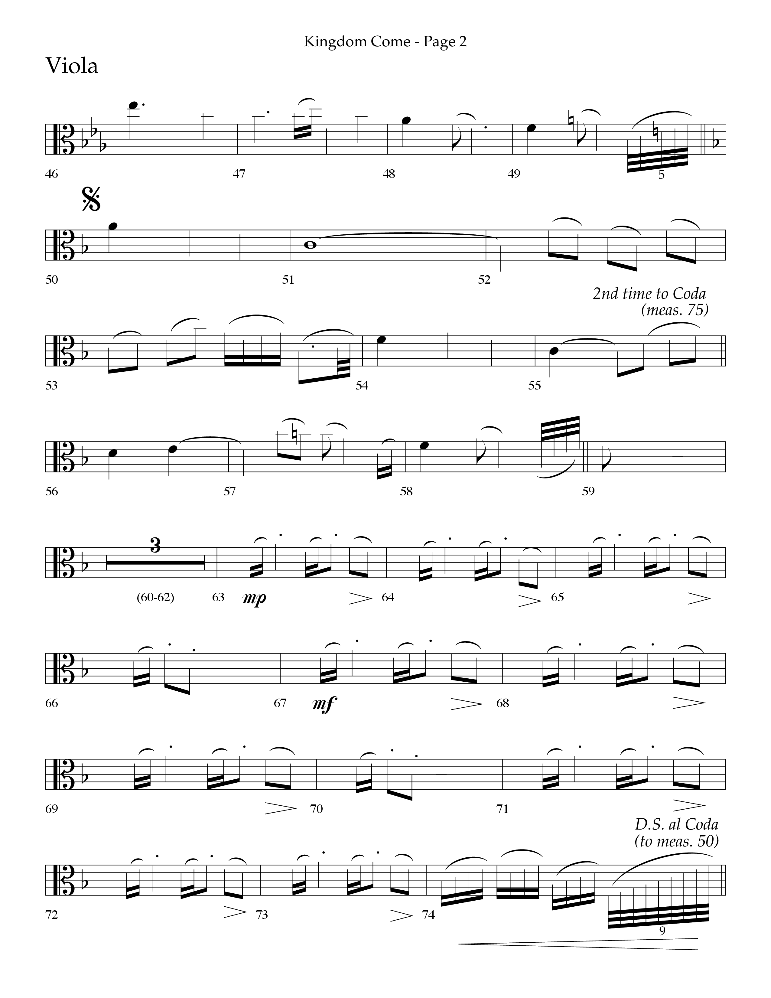 Kingdom Come (Choral Anthem SATB) Viola (Lifeway Choral / Arr. Bradley Knight)
