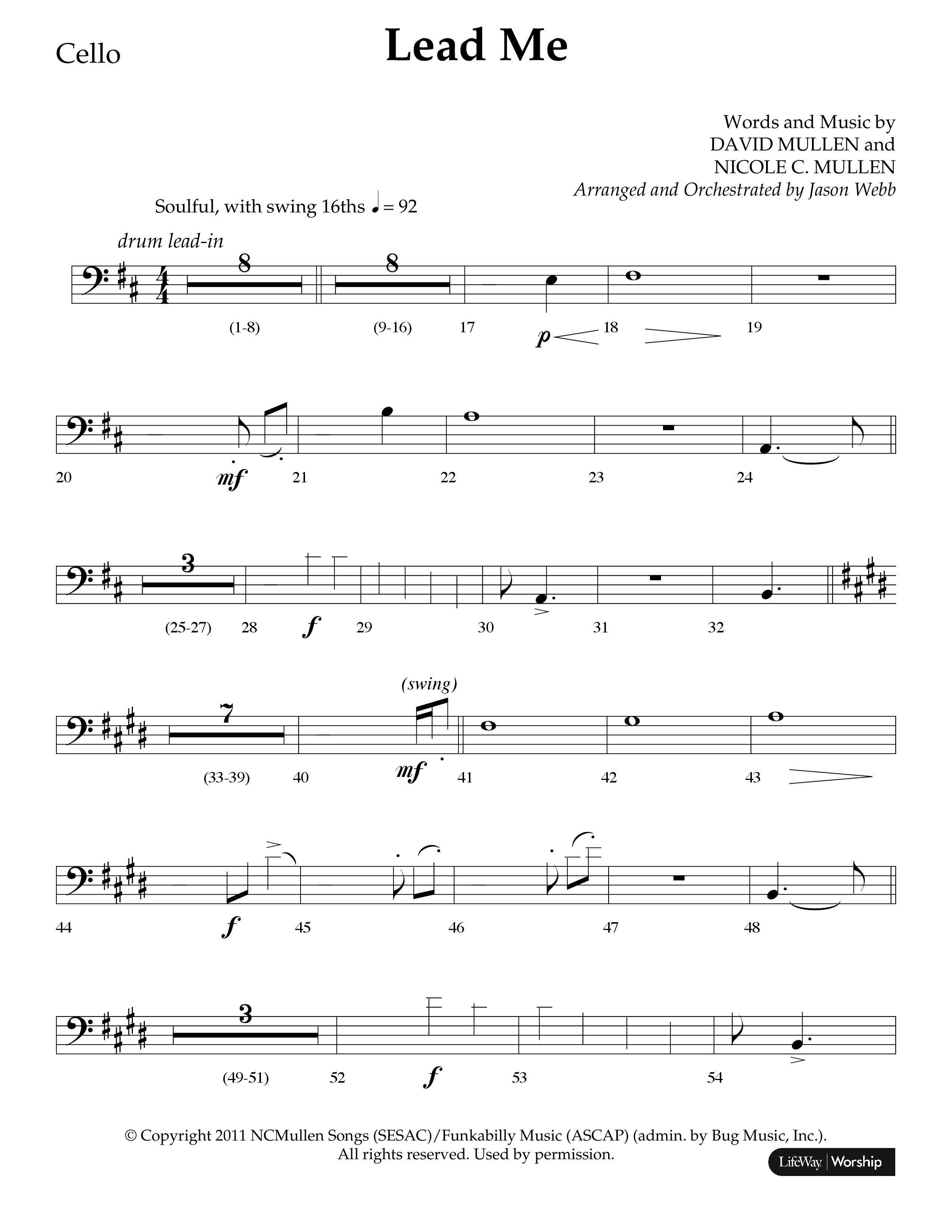 Lead Me (Choral Anthem SATB) Cello (Lifeway Choral / Arr. Jason Webb)