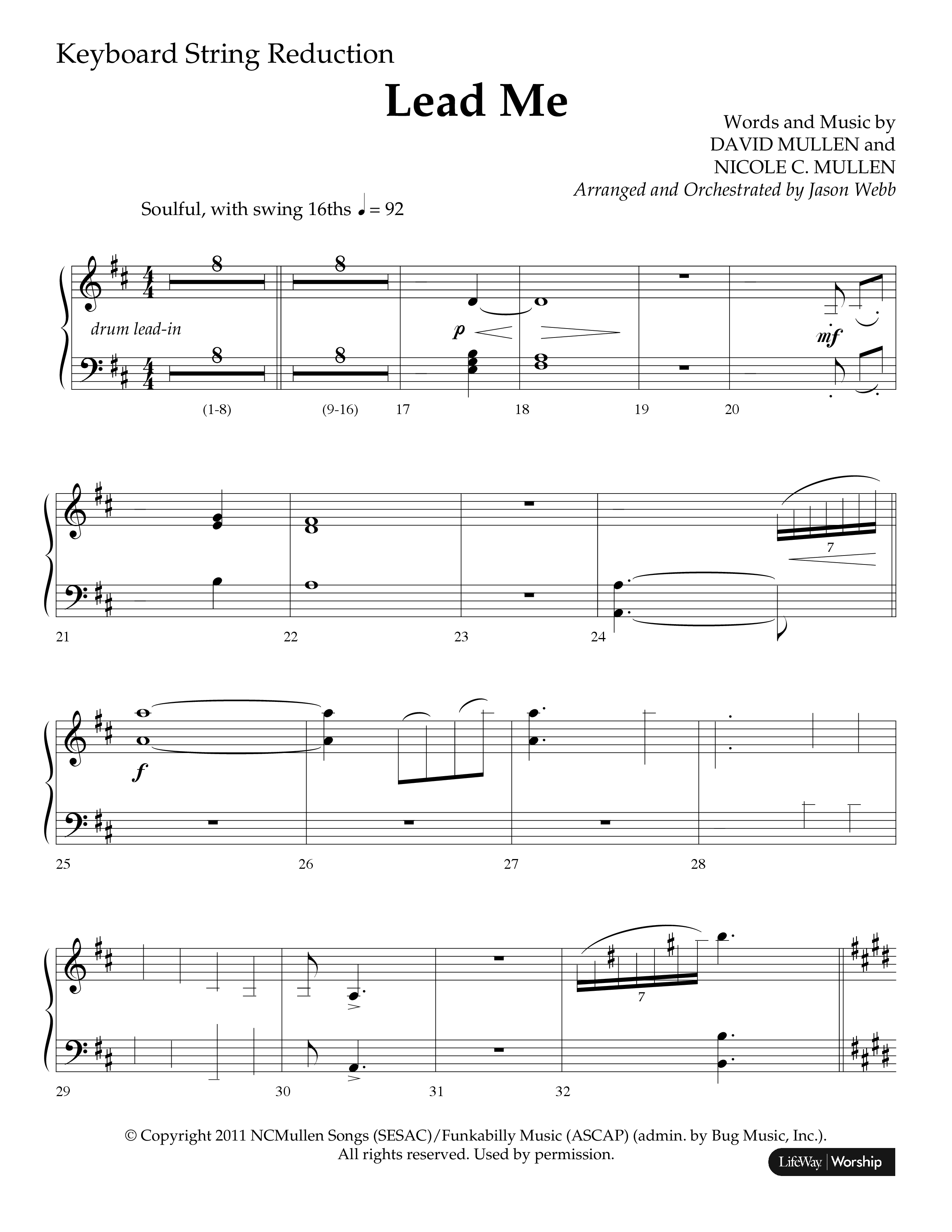 Lead Me (Choral Anthem SATB) String Reduction (Lifeway Choral / Arr. Jason Webb)