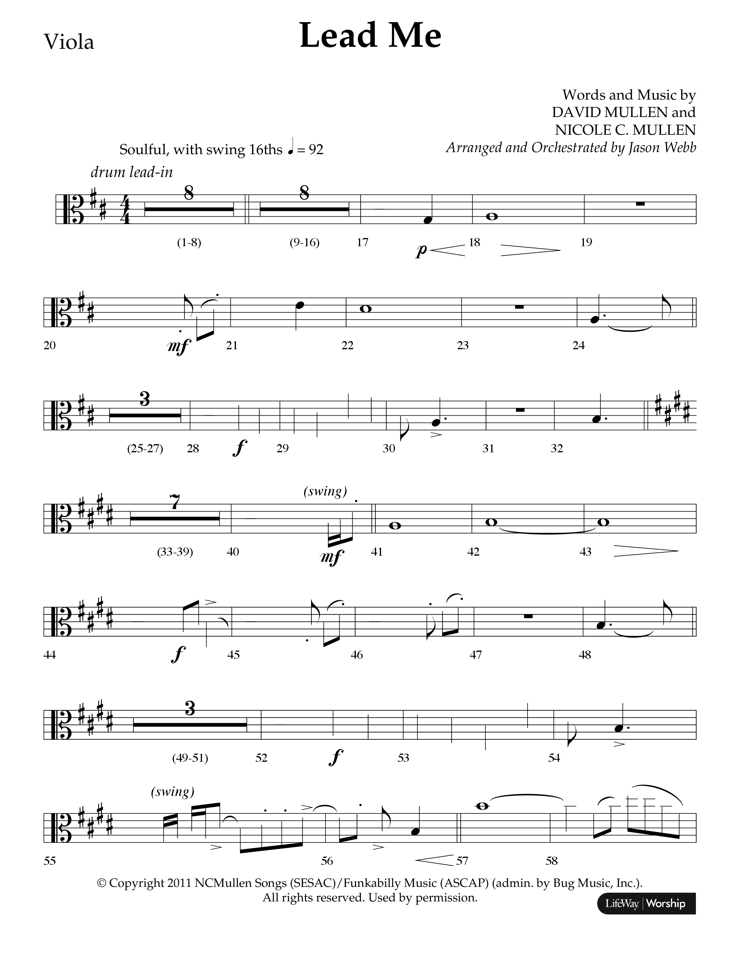 Lead Me (Choral Anthem SATB) Viola (Lifeway Choral / Arr. Jason Webb)