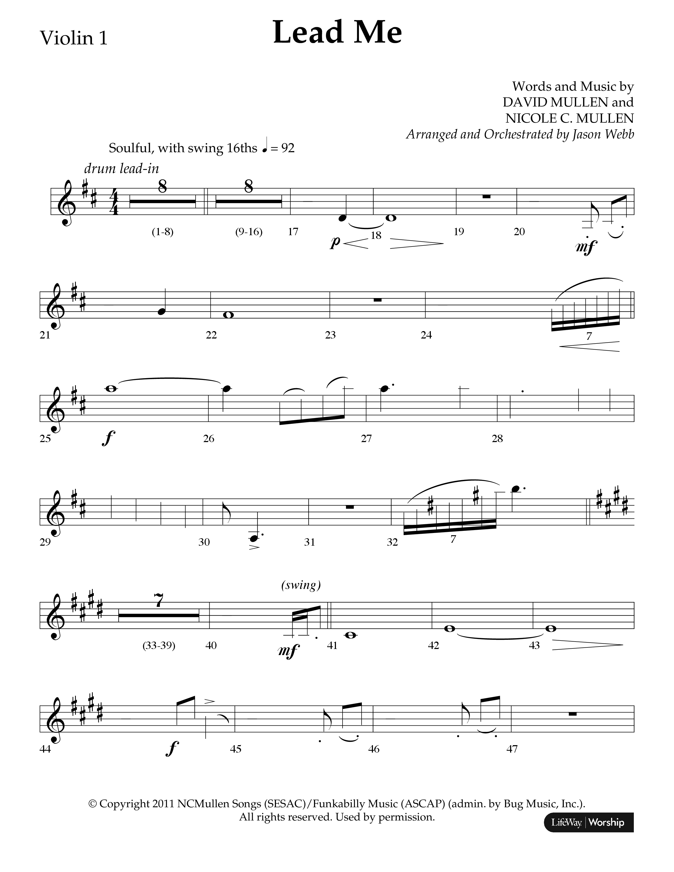 Lead Me (Choral Anthem SATB) Violin 1 (Lifeway Choral / Arr. Jason Webb)