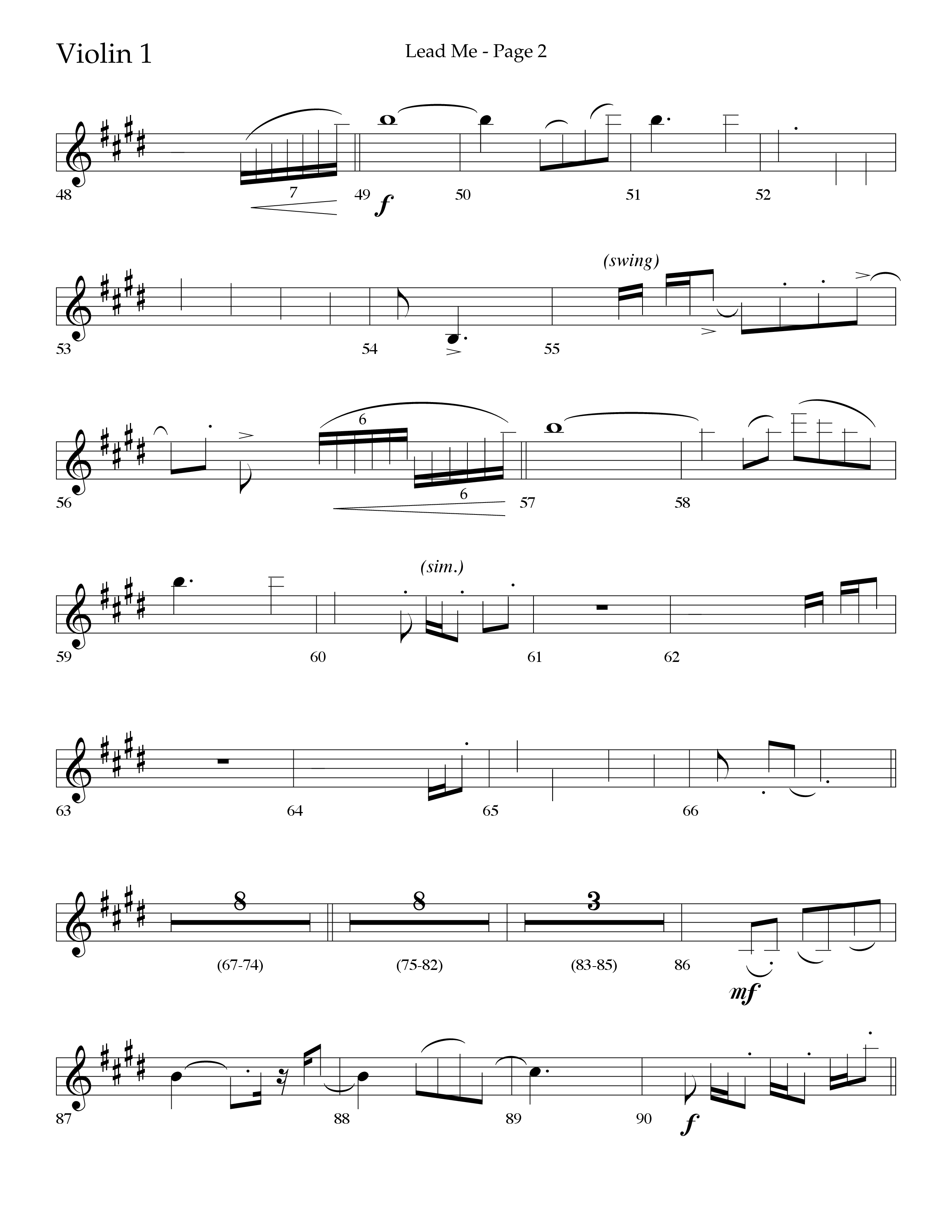 Lead Me (Choral Anthem SATB) Violin 1 (Lifeway Choral / Arr. Jason Webb)