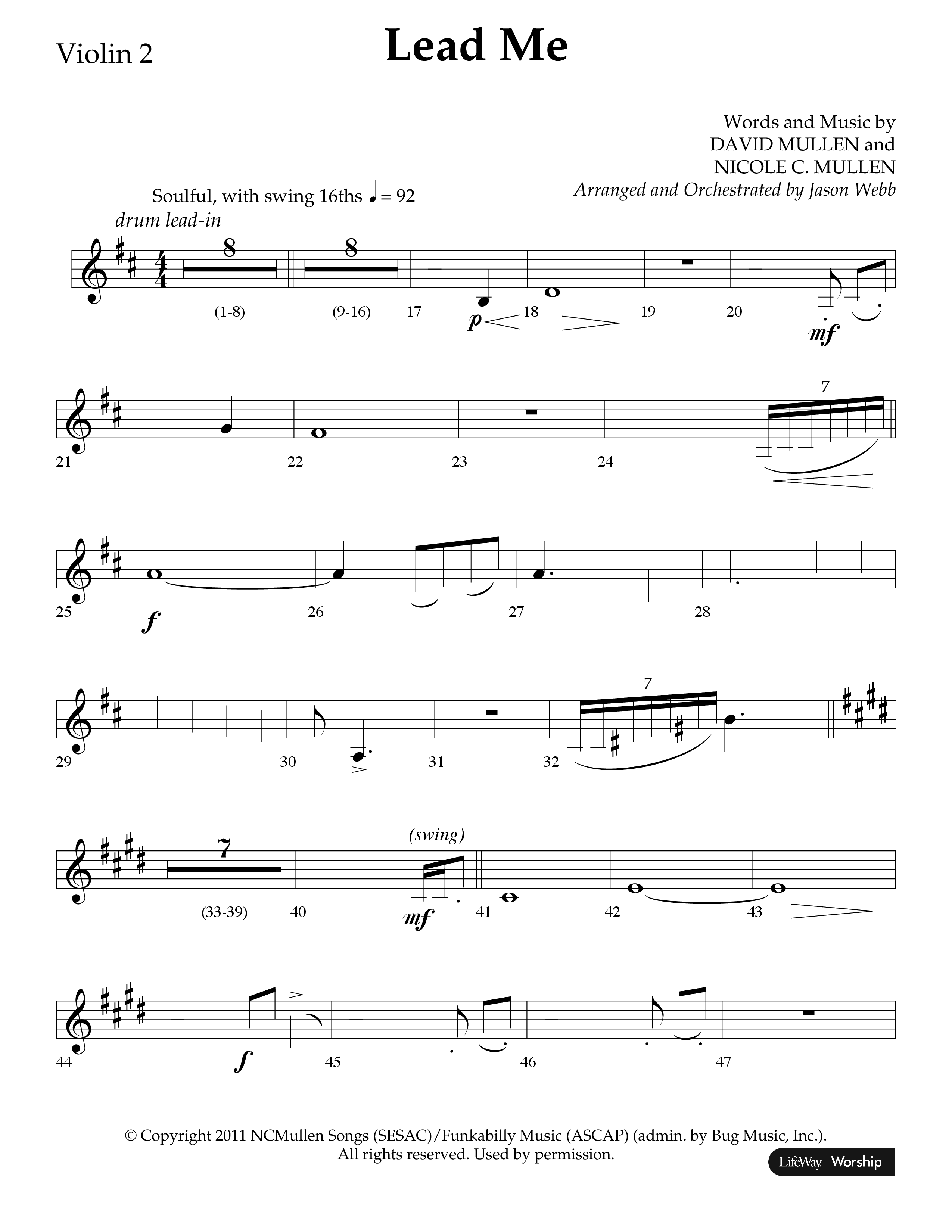 Lead Me (Choral Anthem SATB) Violin 2 (Lifeway Choral / Arr. Jason Webb)