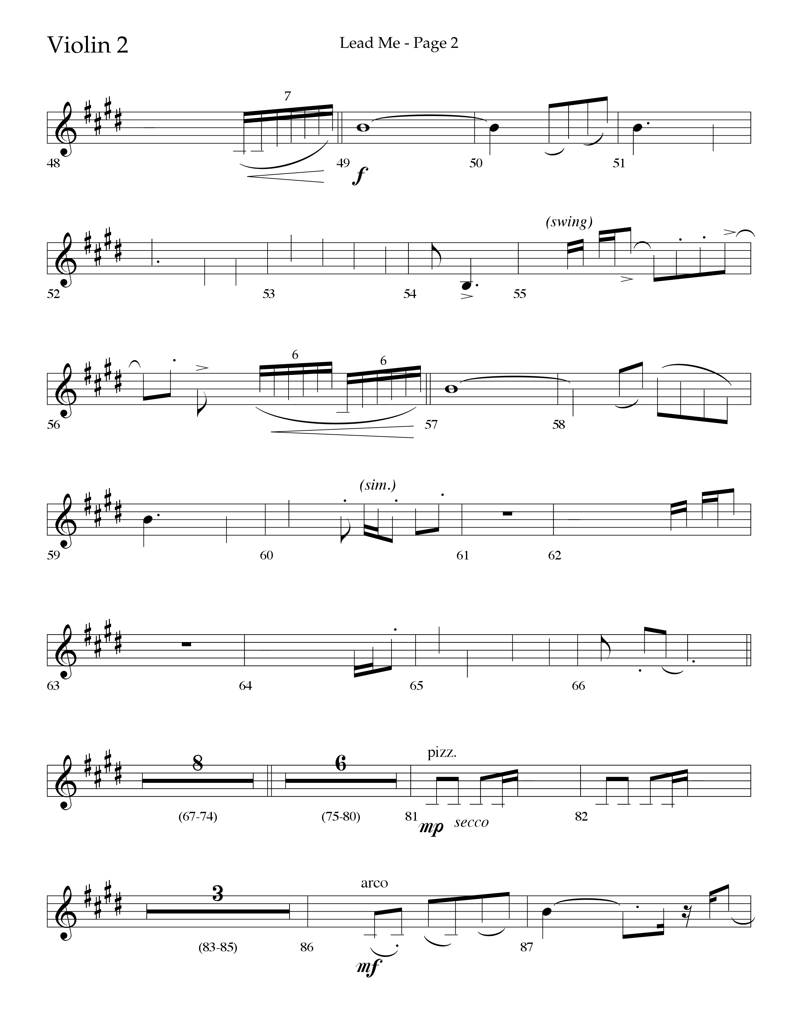 Lead Me (Choral Anthem SATB) Violin 2 (Lifeway Choral / Arr. Jason Webb)