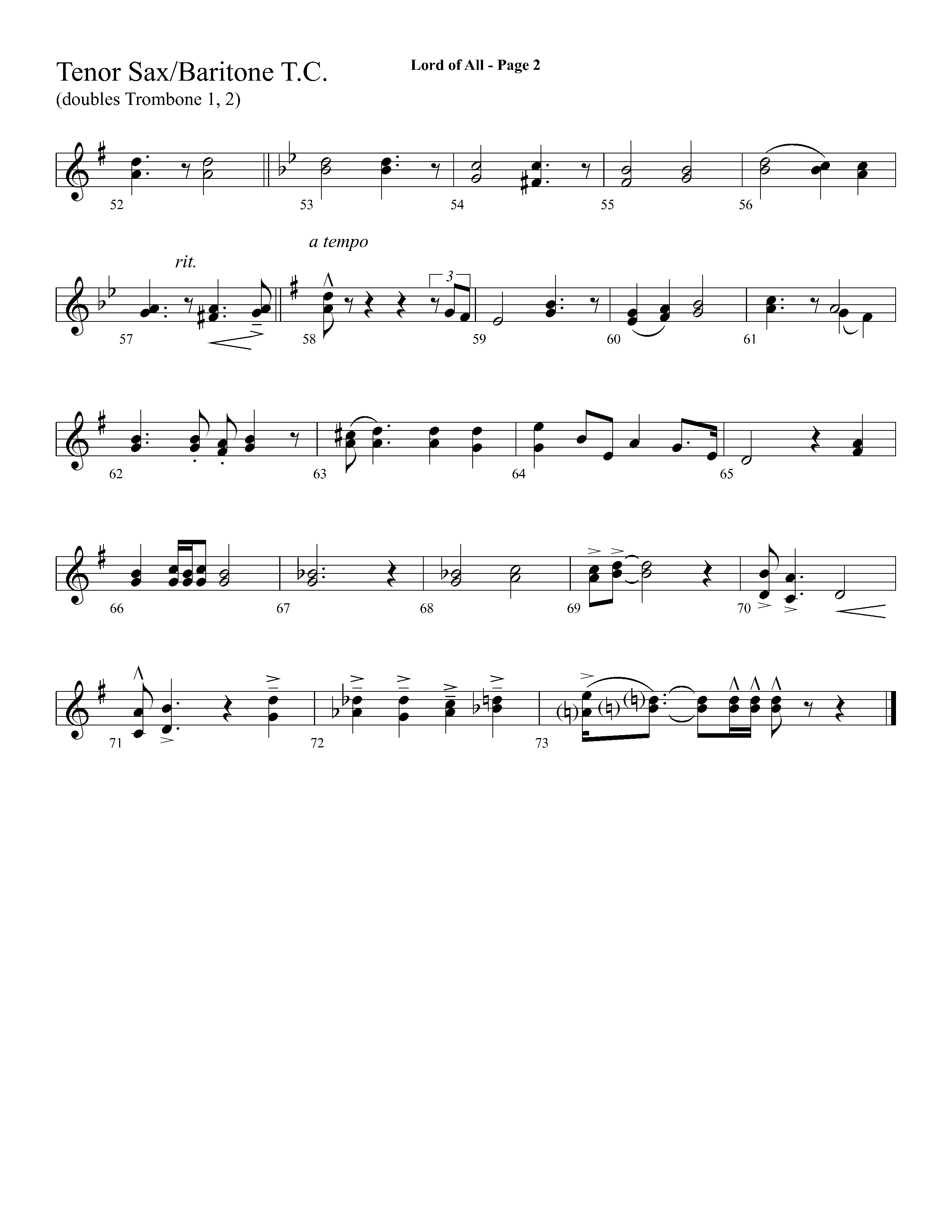 Lord Of All (with All Hail The Power Of Jesus Name) (Choral Anthem SATB) Tenor Sax/Baritone T.C. (Lifeway Choral / Arr. Dave Williamson)