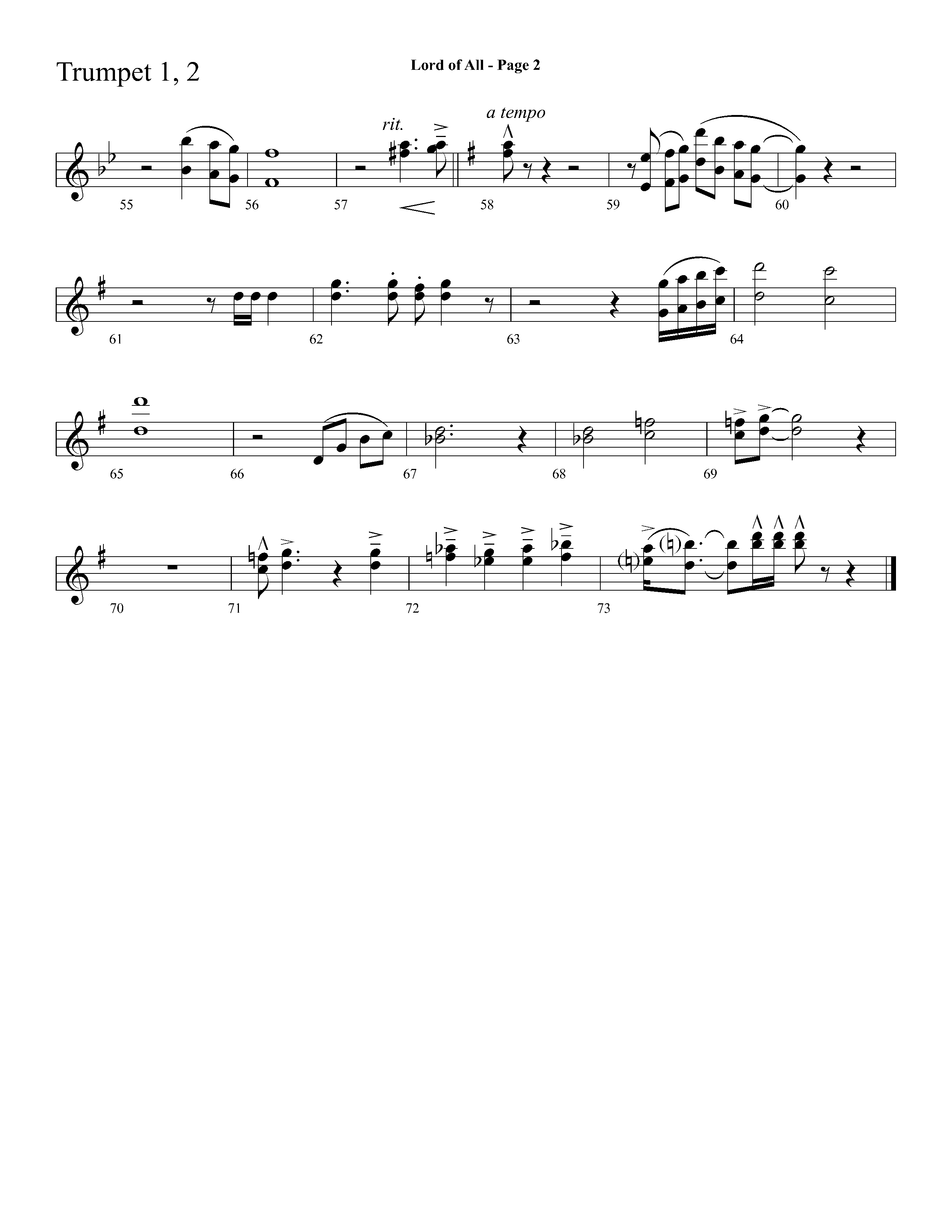 Lord Of All (with All Hail The Power Of Jesus Name) (Choral Anthem SATB) Trumpet 1/2/3 (Lifeway Choral / Arr. Dave Williamson)