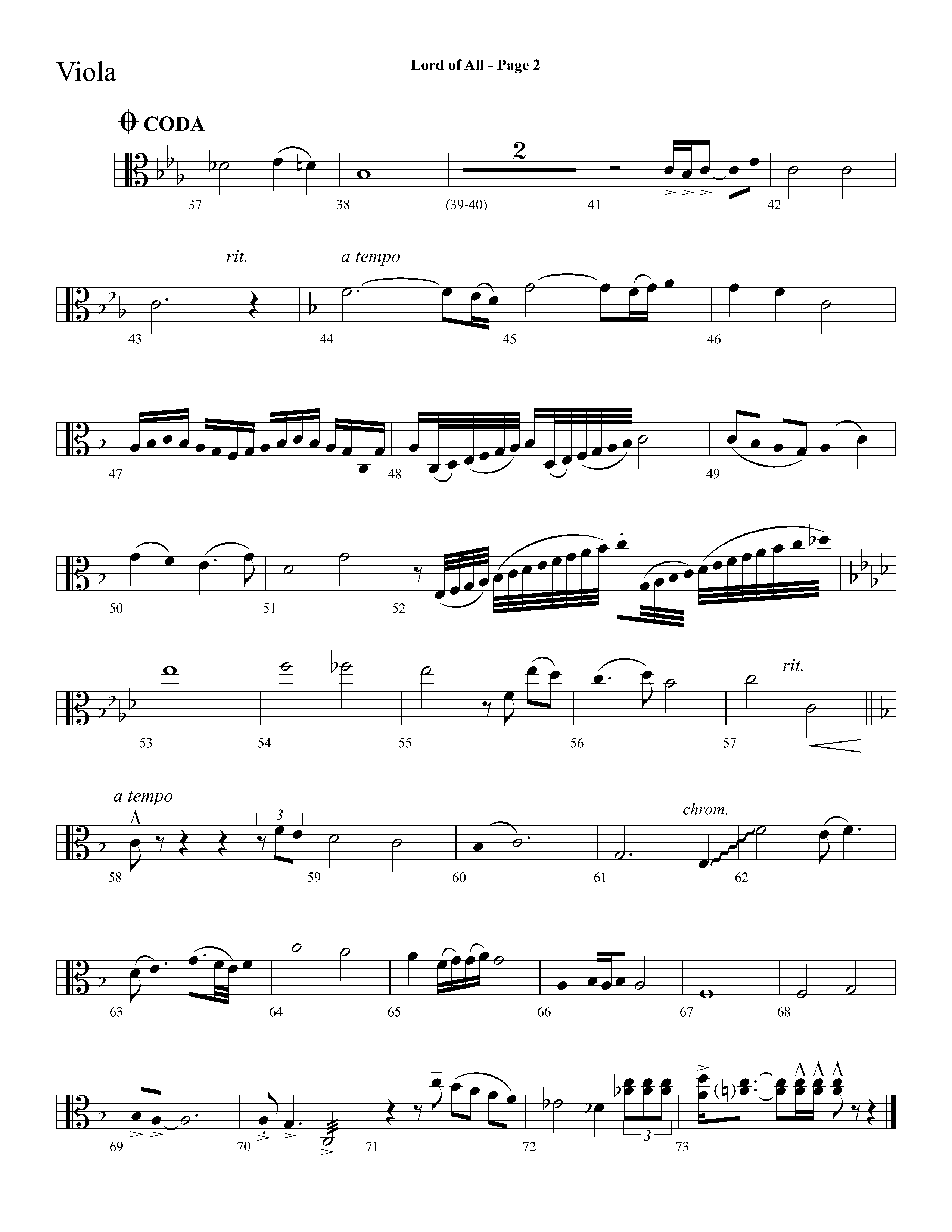 Lord Of All (with All Hail The Power Of Jesus Name) (Choral Anthem SATB) Viola (Lifeway Choral / Arr. Dave Williamson)