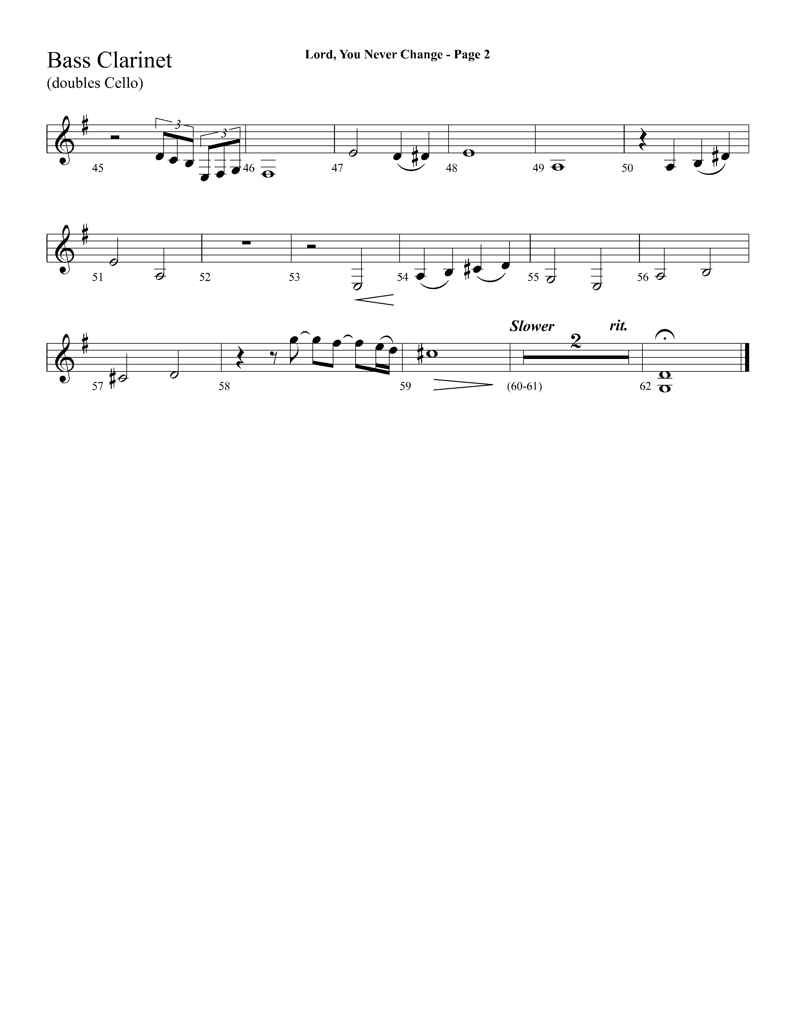 Lord You Never Change (Choral Anthem SATB) Bass Clarinet (Lifeway Choral / Arr. Dave Williamson)