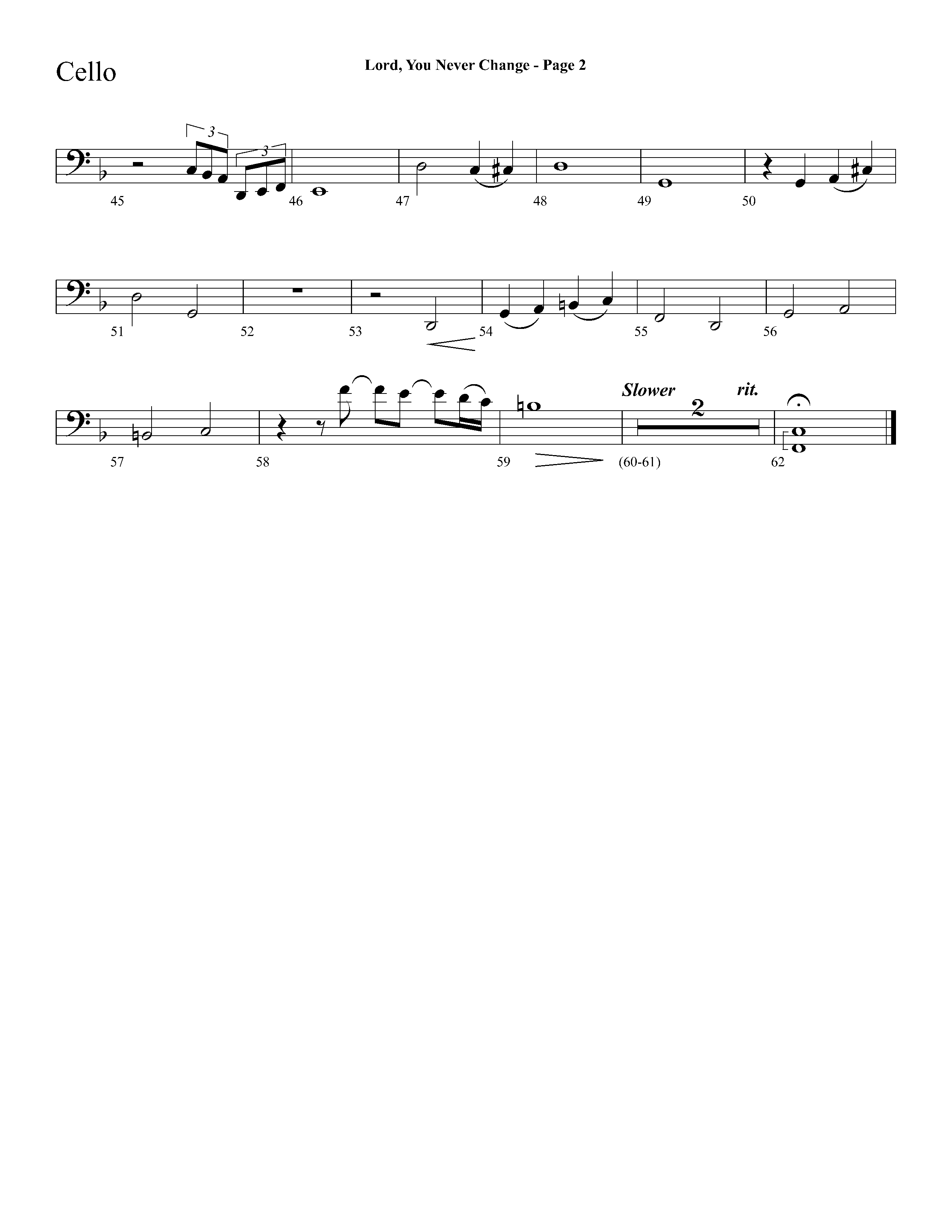 Lord You Never Change (Choral Anthem SATB) Cello (Lifeway Choral / Arr. Dave Williamson)